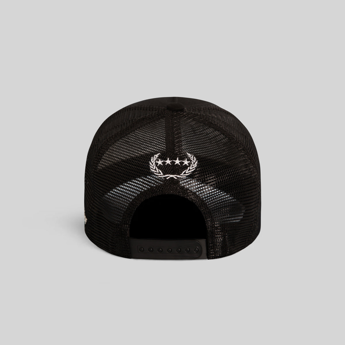 FIELD GRADE COLLEGIATE BLACK TWILL MESH TRUCKER