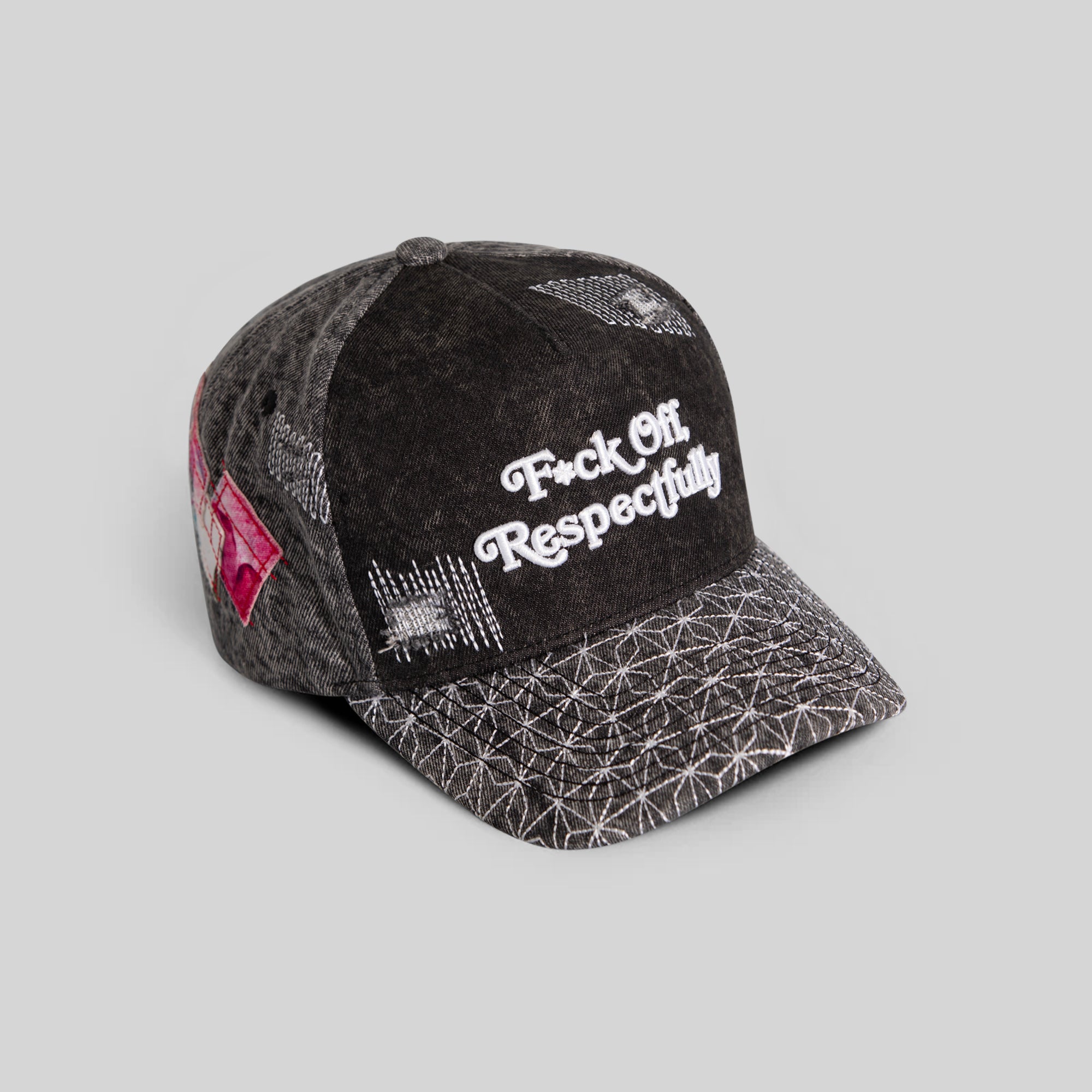 RESPECTFULY SASHIKO BLACK DENIM TRUCKER