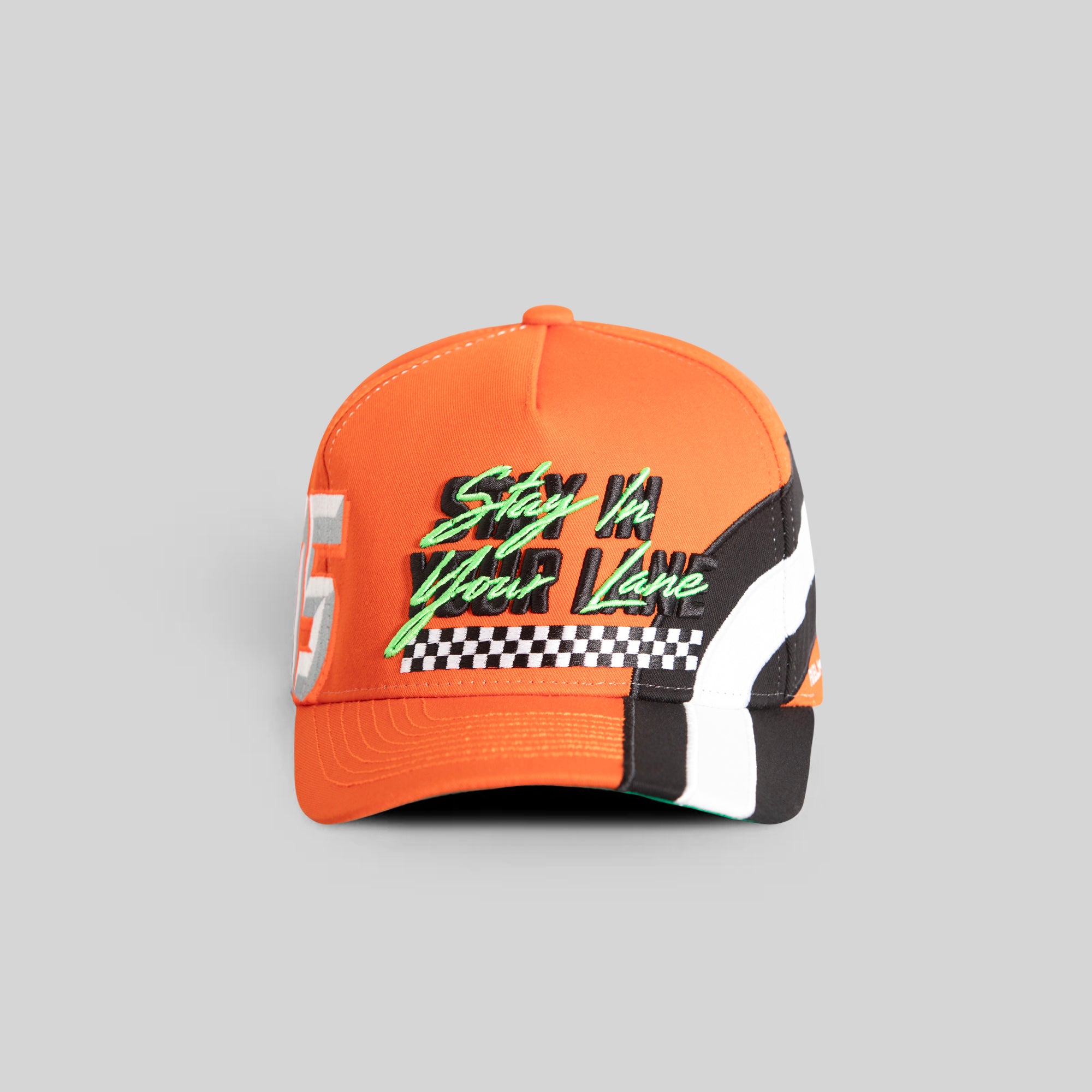 STAY IN YOUR LANE DARK ORANGE TWILL TRUCKER