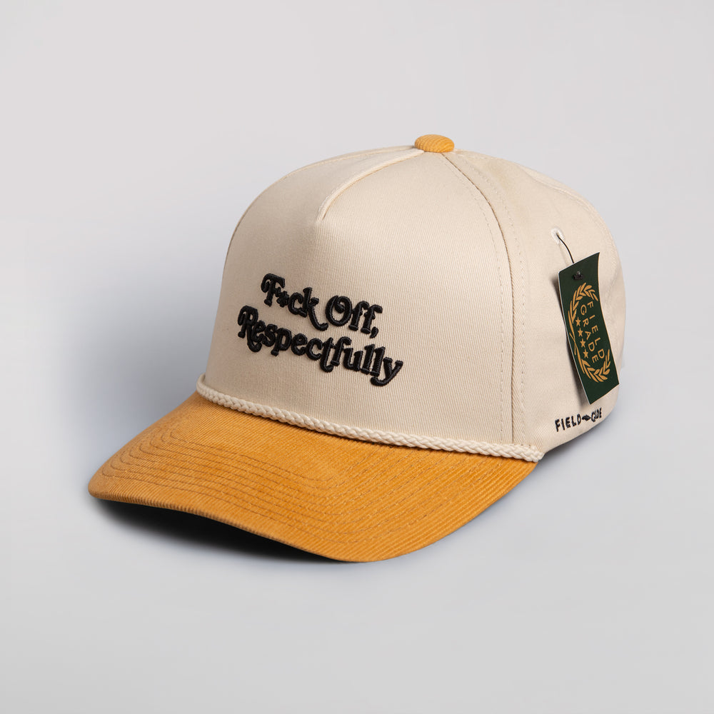 RESPECTFULLY SAND/WHEAT CORDUROY BRIM TRUCKER HAT