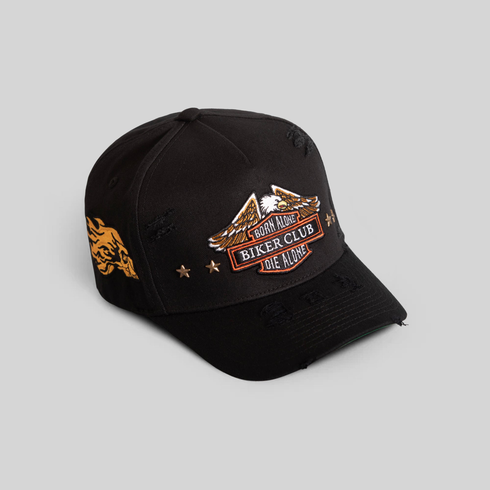 FINAL RIDE BLACK TWILL DISTRESSED TRUCKER
