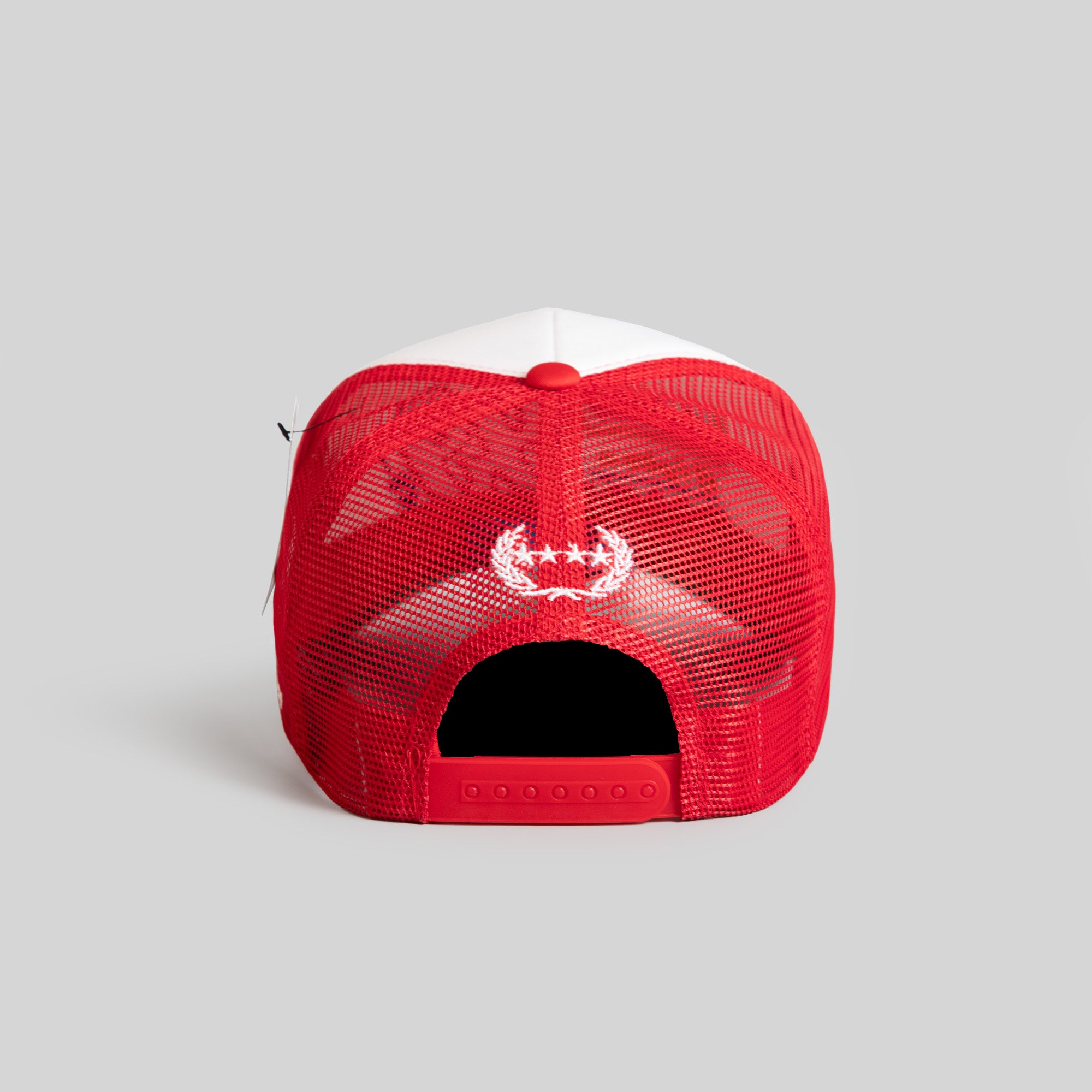 ASK ME WHITE RED TRUCKER HAT