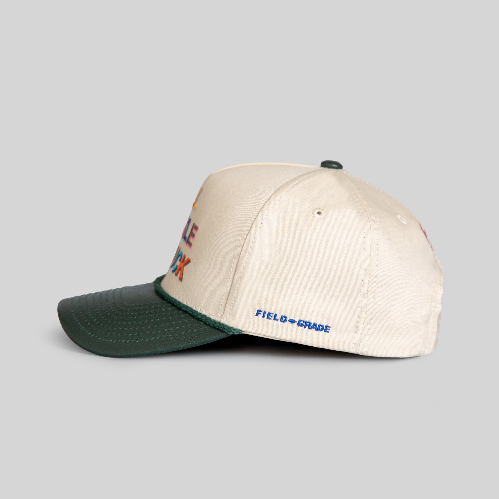 ALL HUSTLE NO LUCK SAND FG GREEN TWILL CAVIAR LEATHER TRUCKER