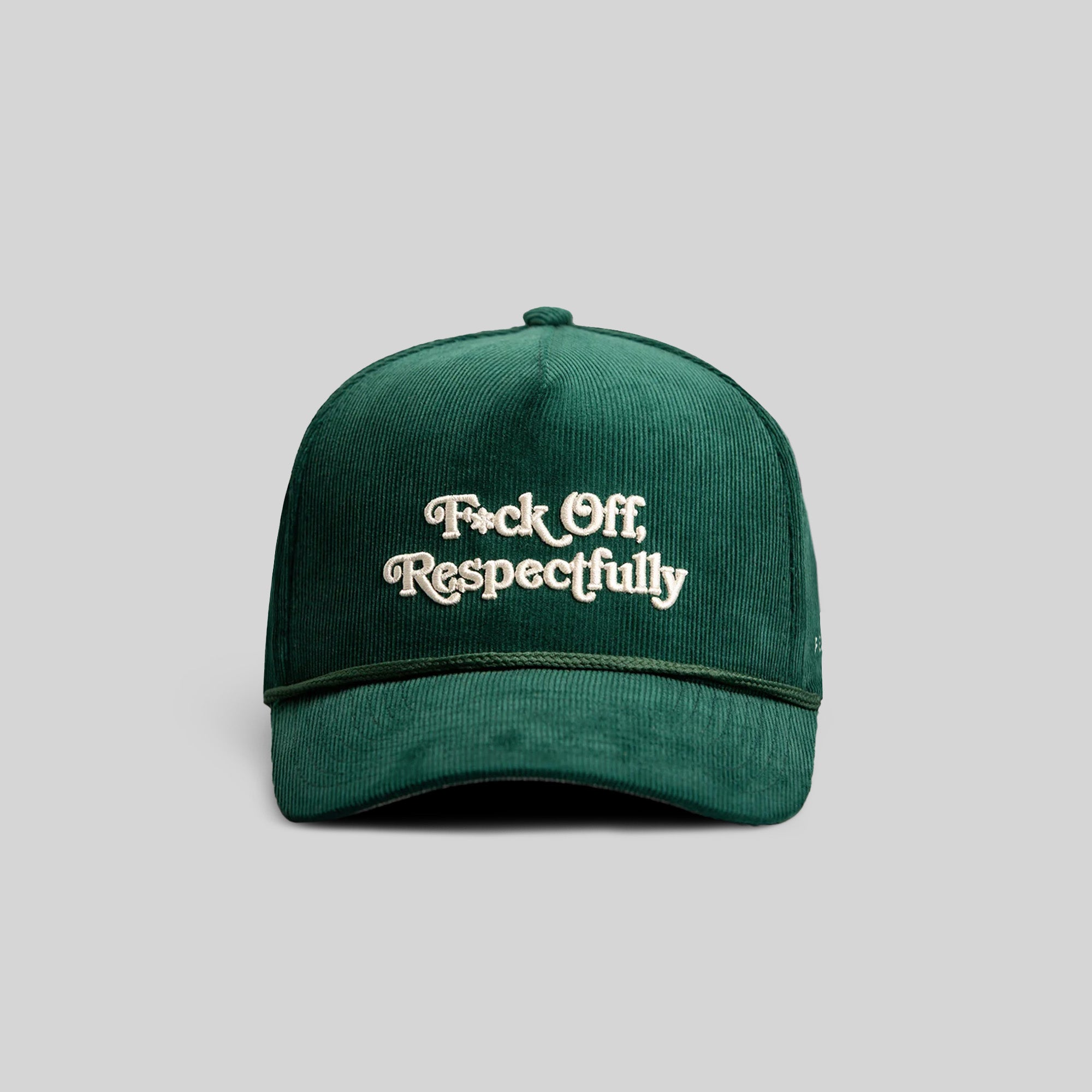 RESPECTFULLY FG GREEN CORDUROY TRUCKER HAT