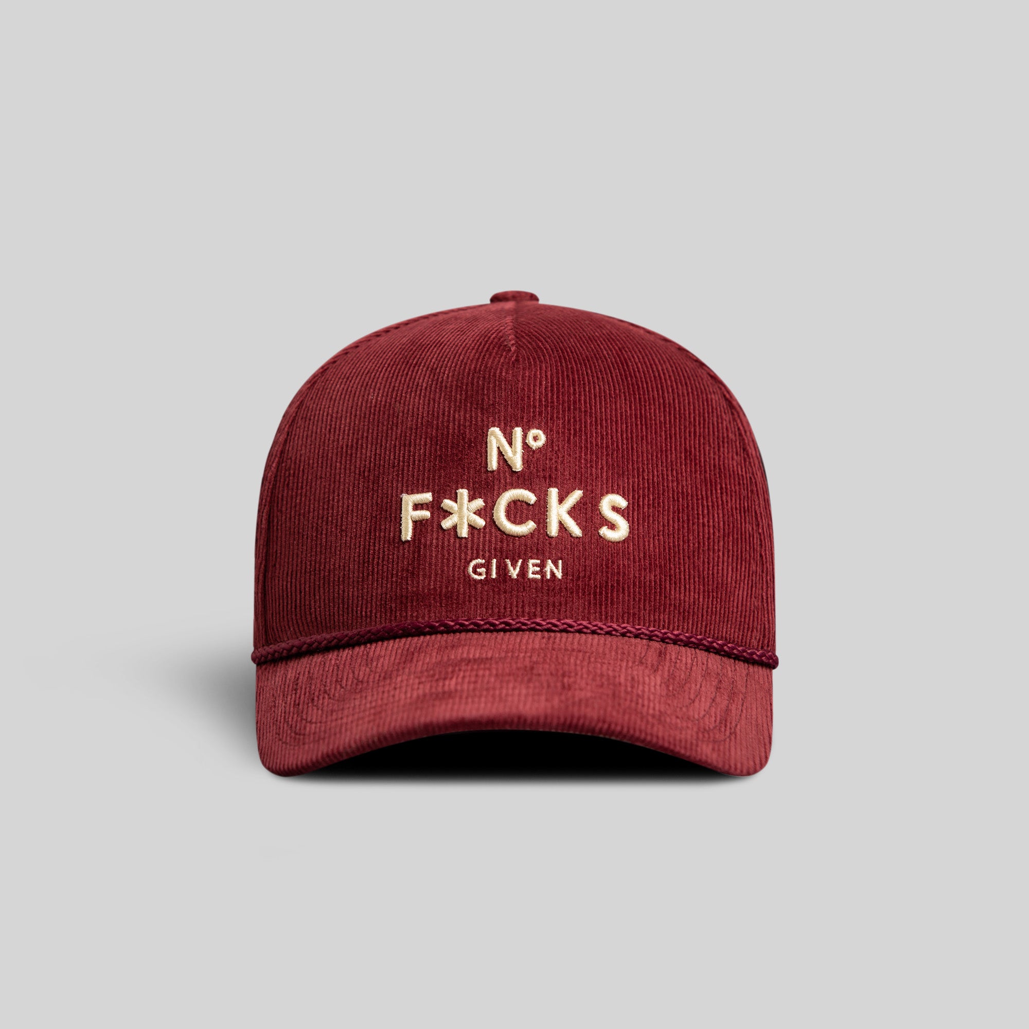 NO F*CKS GIVEN BORDEAUX CORDUROY TRUCKER HAT