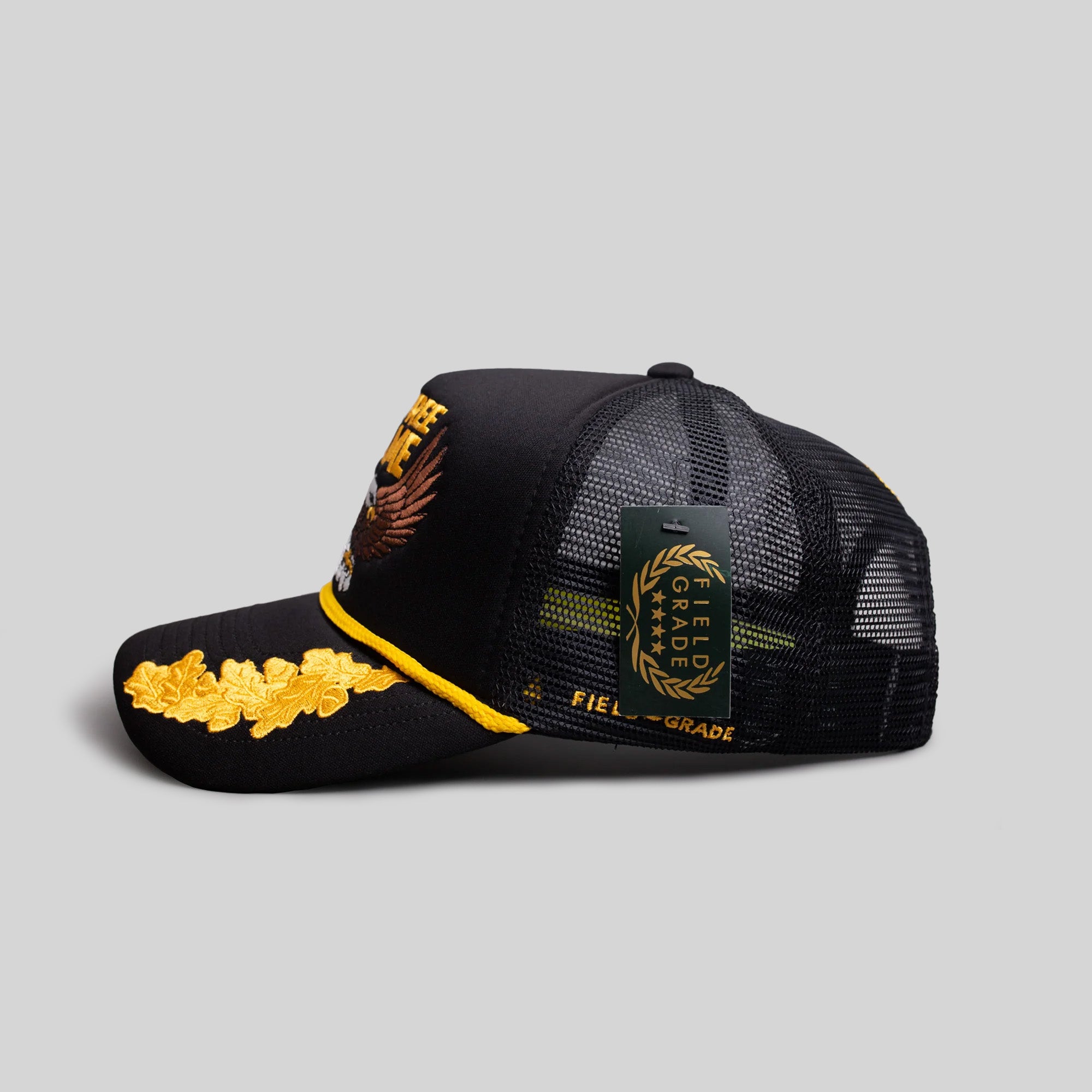 NO FREE GAME SCRAMBLED EGGS BLACK TRUCKER HAT