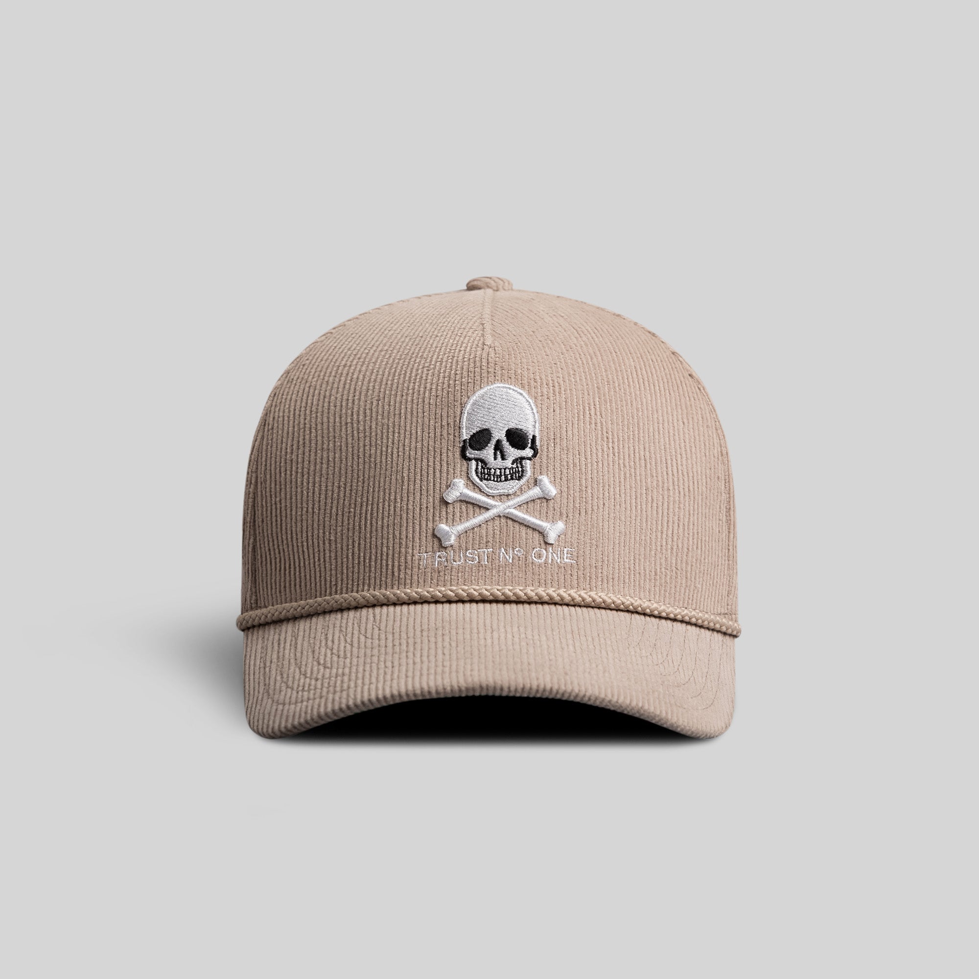 TRUST NO ONE WARM GREY CORDUROY TRUCKER HAT