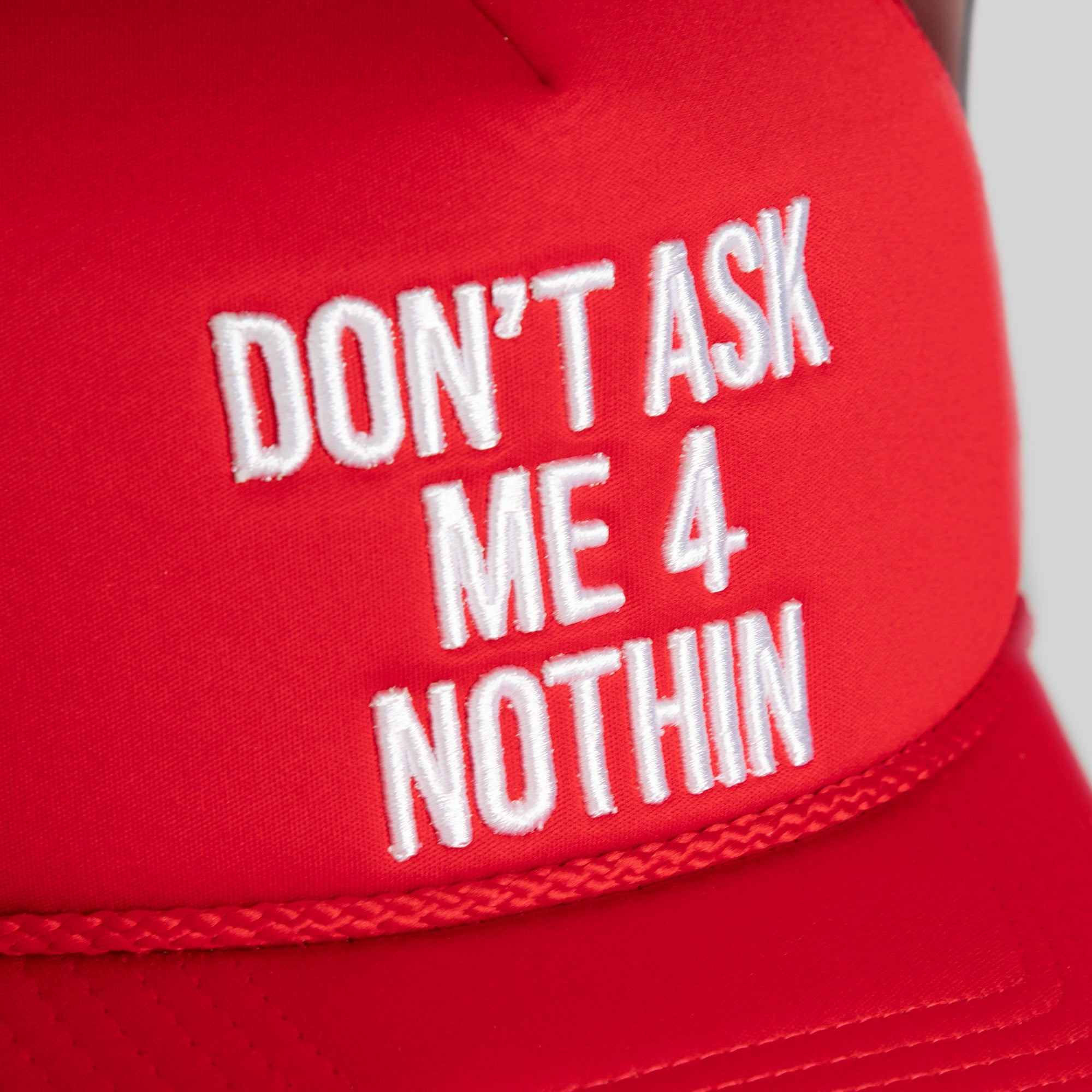 DON'T ASK ME RED TRUCKER HAT