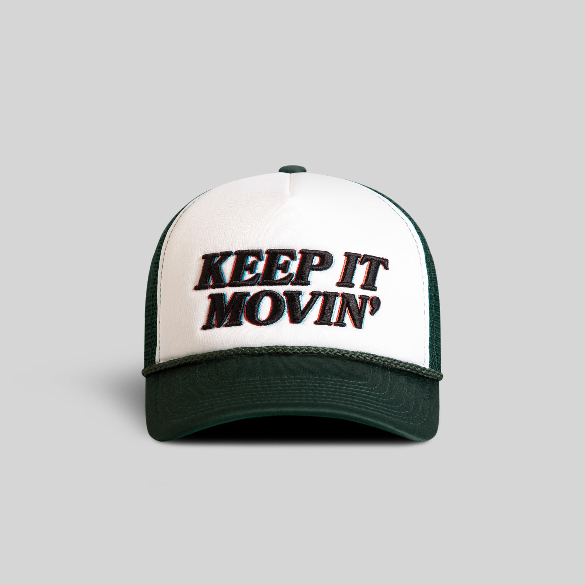 KEEP IT MOVIN' WHITE FG GREEN TRUCKER HAT