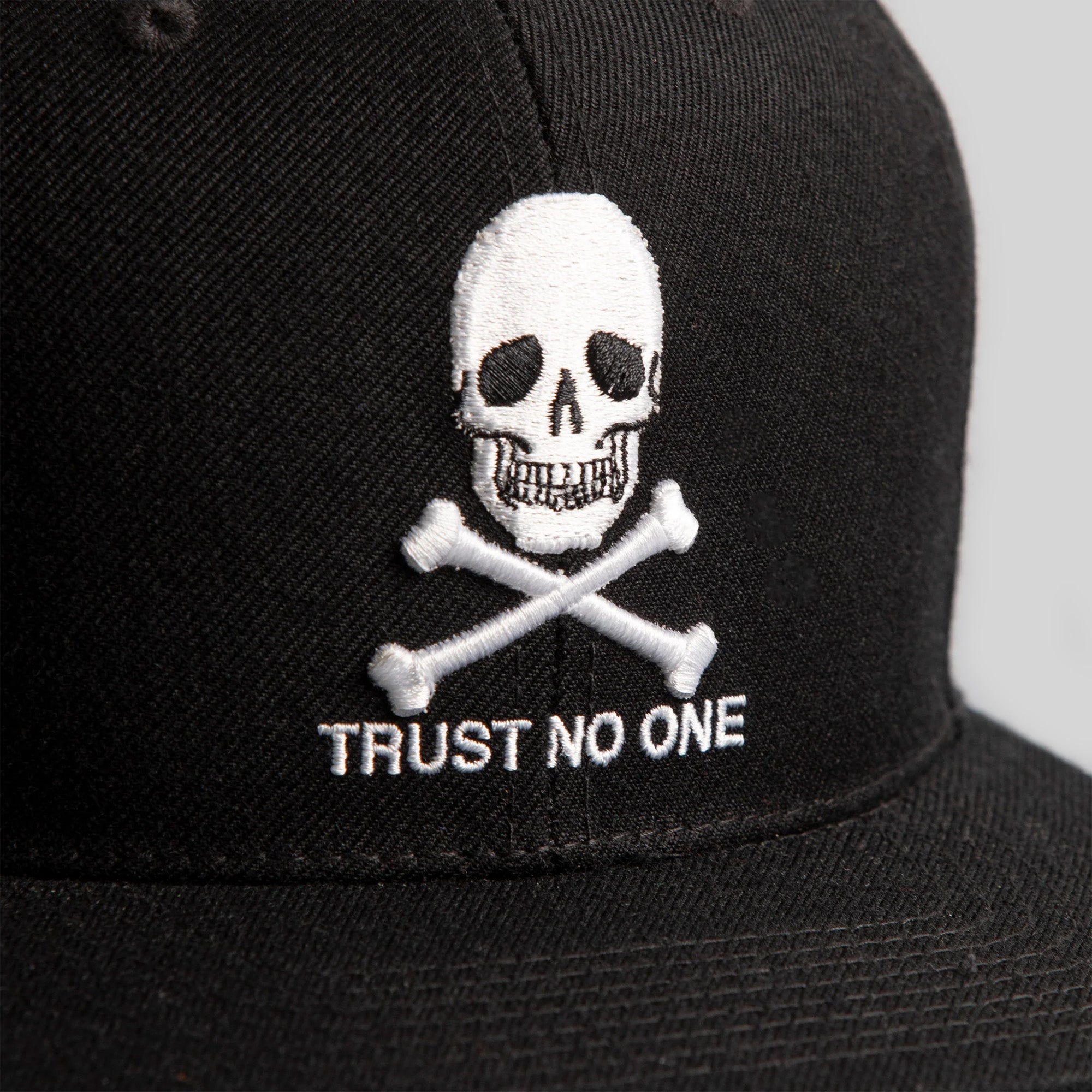 TRUST NO ONE BLACK TRUCKER HAT