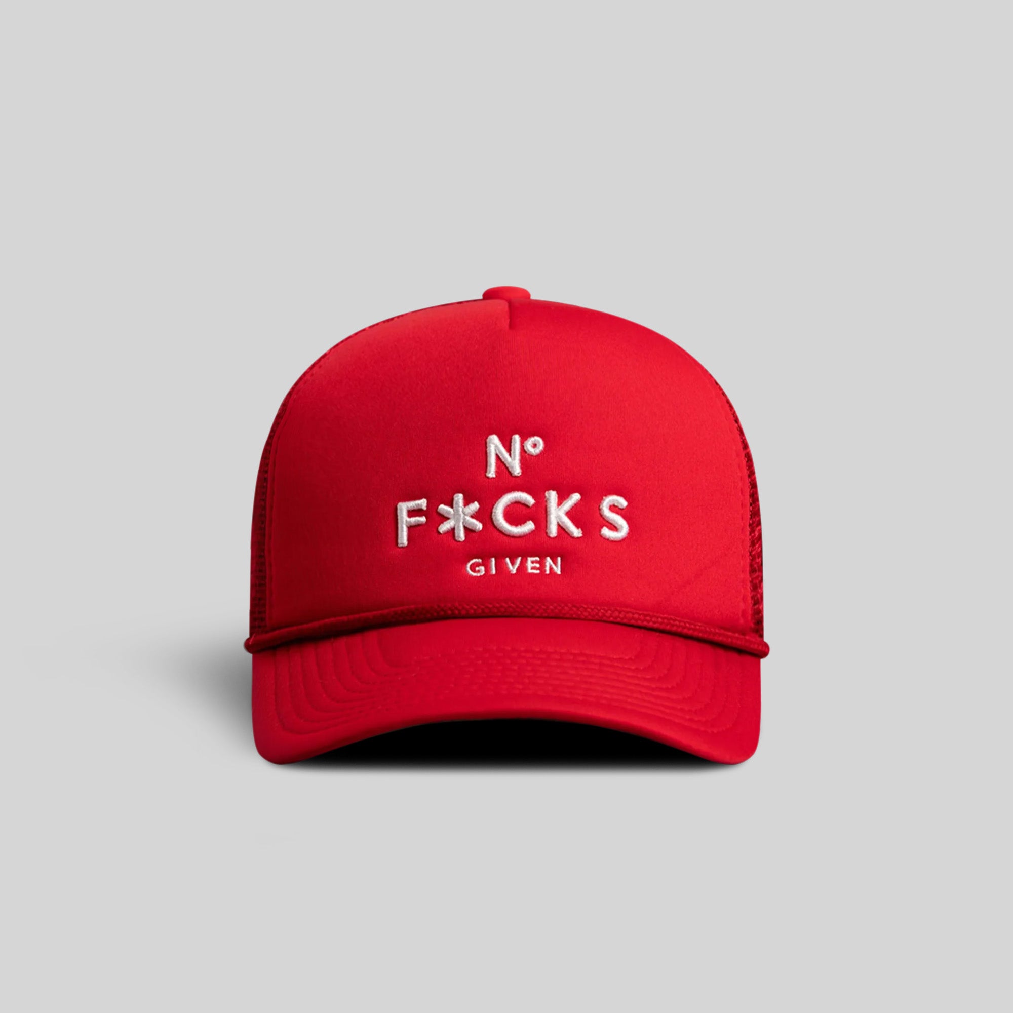 NO F*CKS GIVEN RED TRUCKER HAT