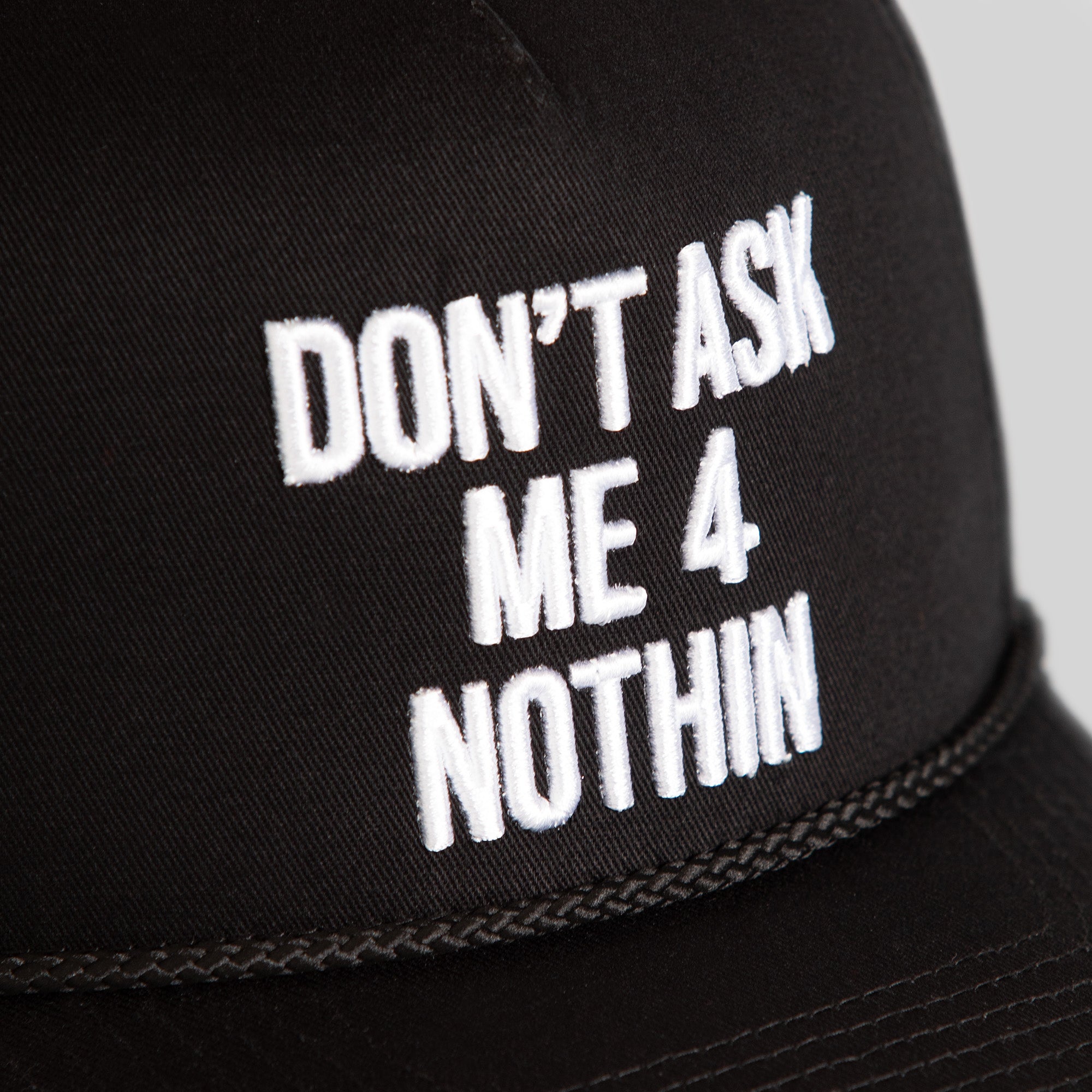 DON'T ASK ME BLACK TRUCKER HAT