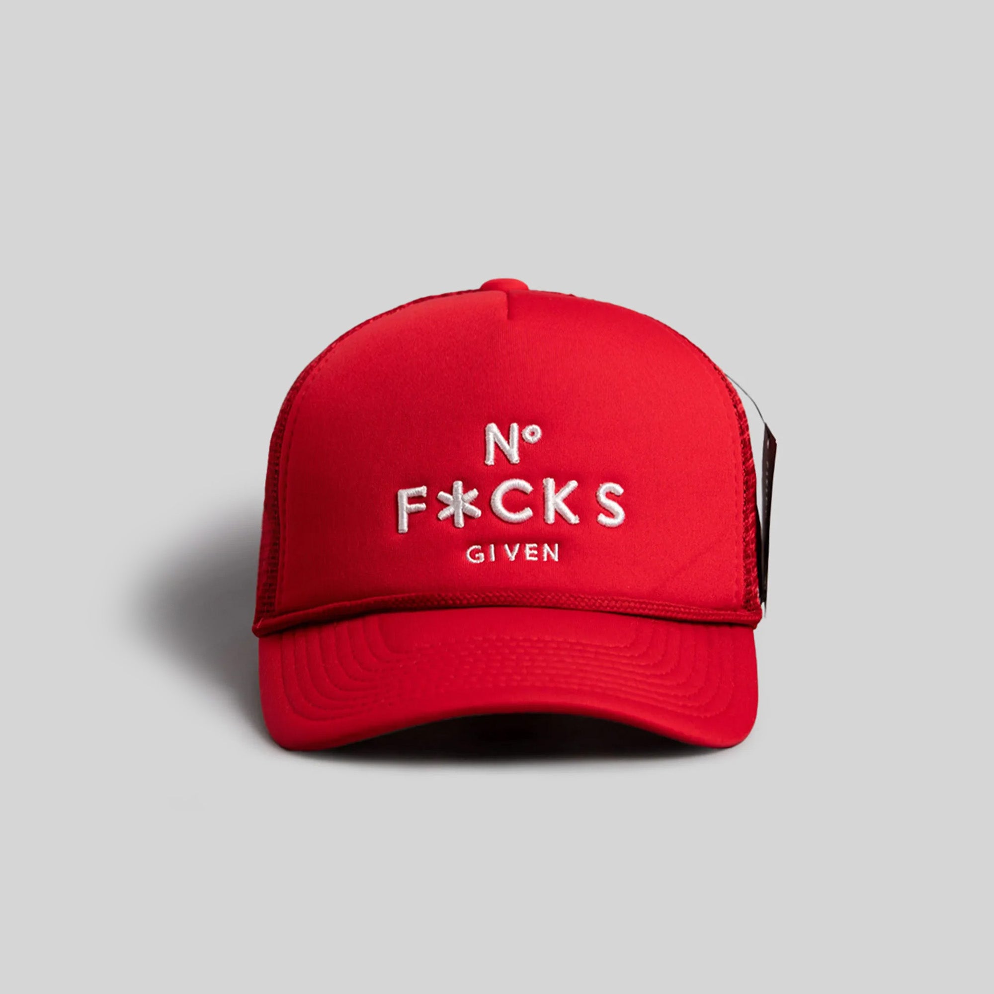 NO F*CKS GIVEN RED TRUCKER HAT