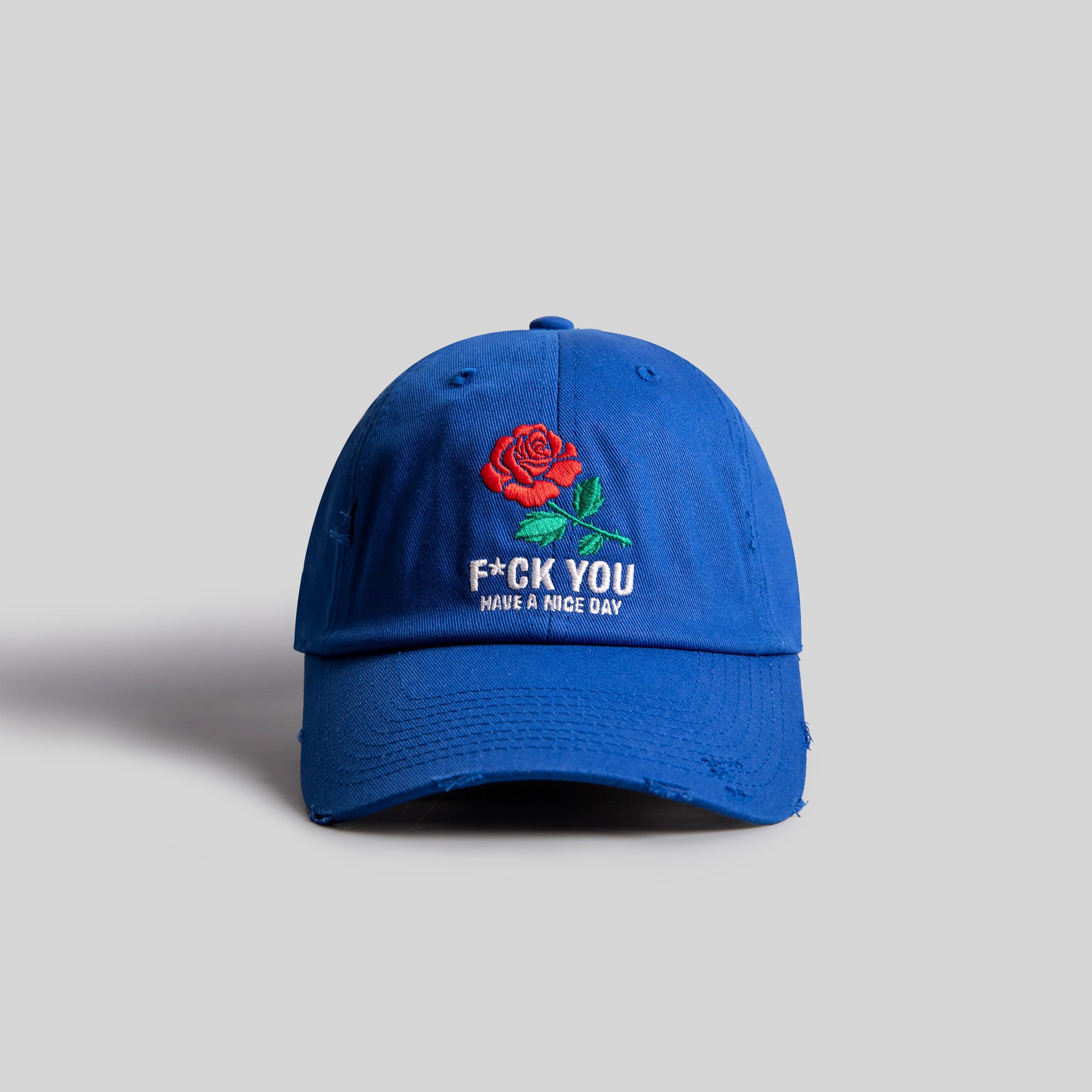 HAVE A NICE DAY ROYAL BLUE RELAXED FIT DISTRESSED HAT