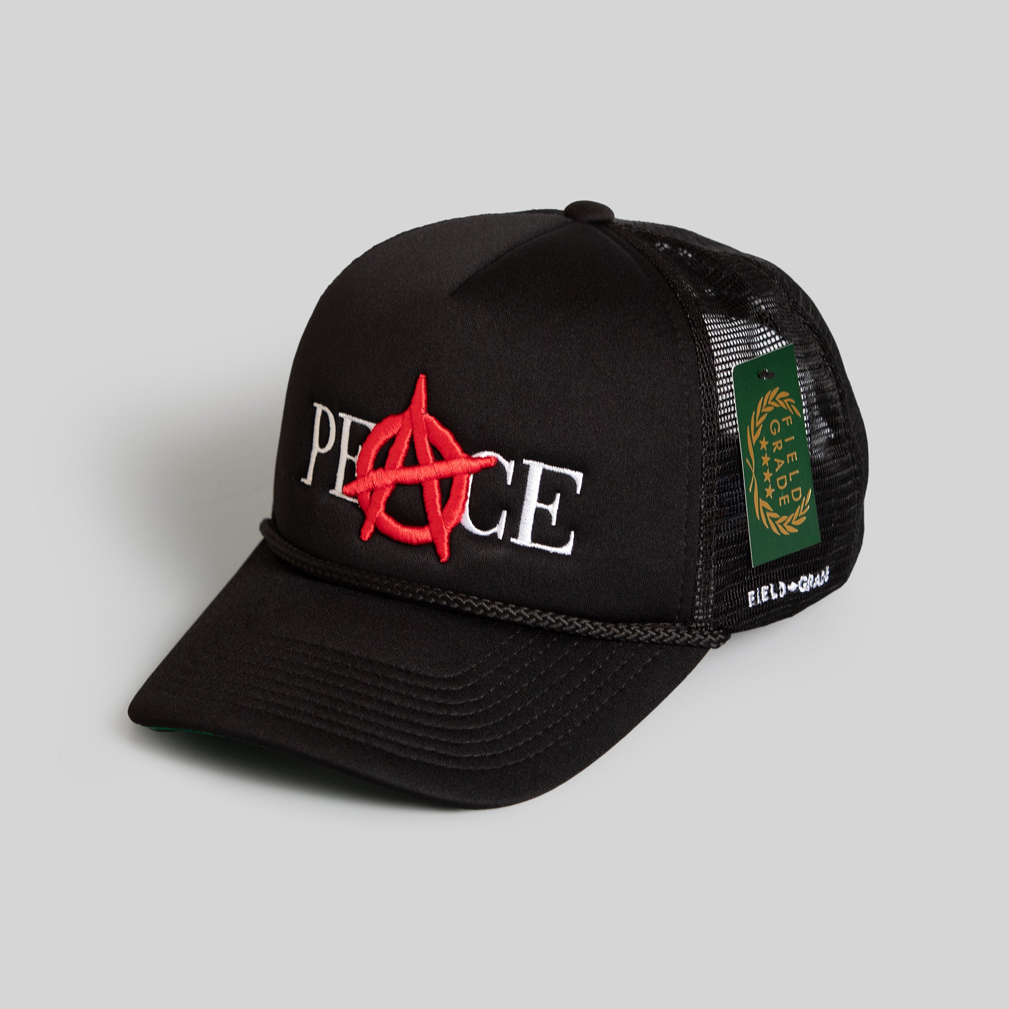 PEACE BLACK TRUCKER HAT