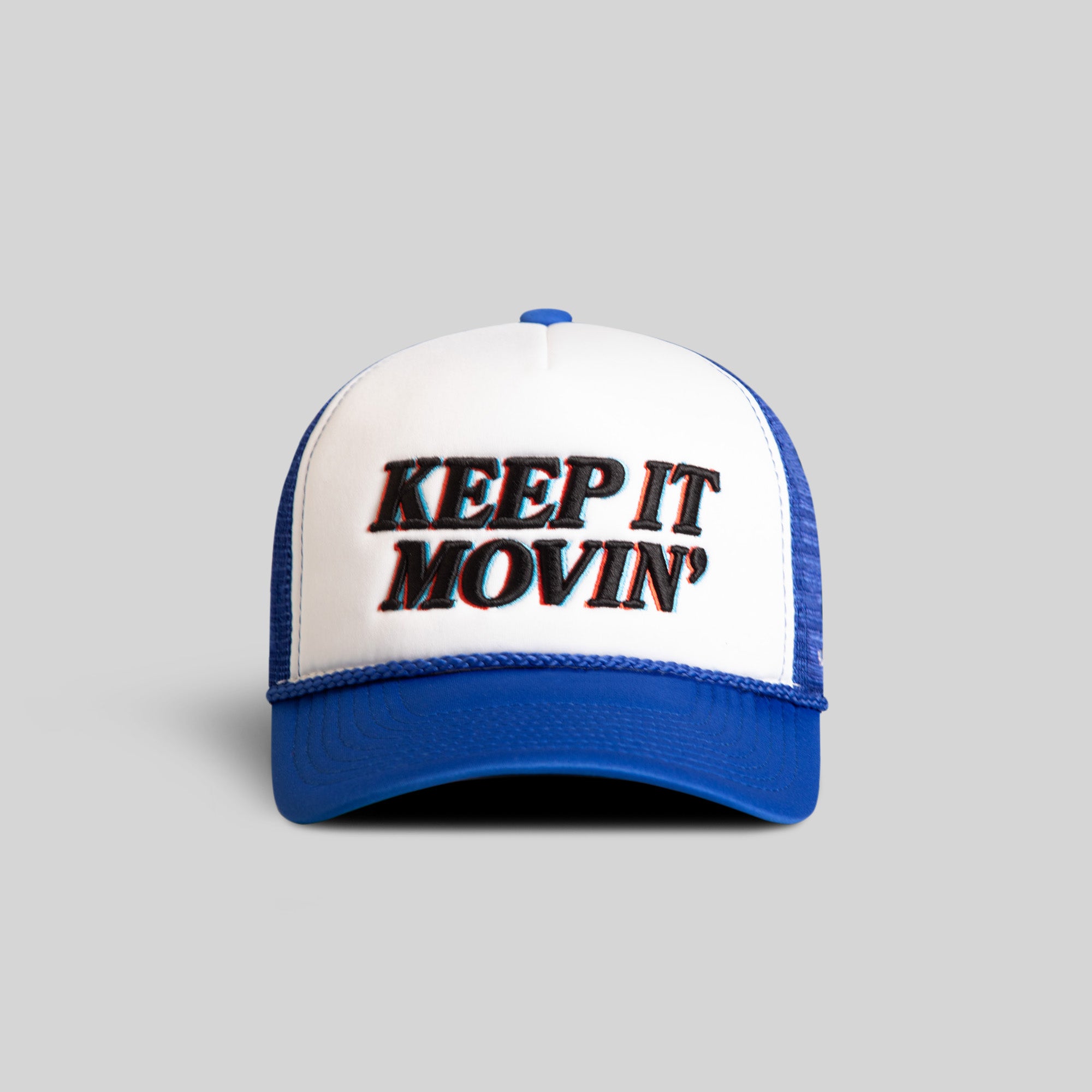 KEEP IT MOVIN' WHITE GAME ROYAL TRUCKER HAT
