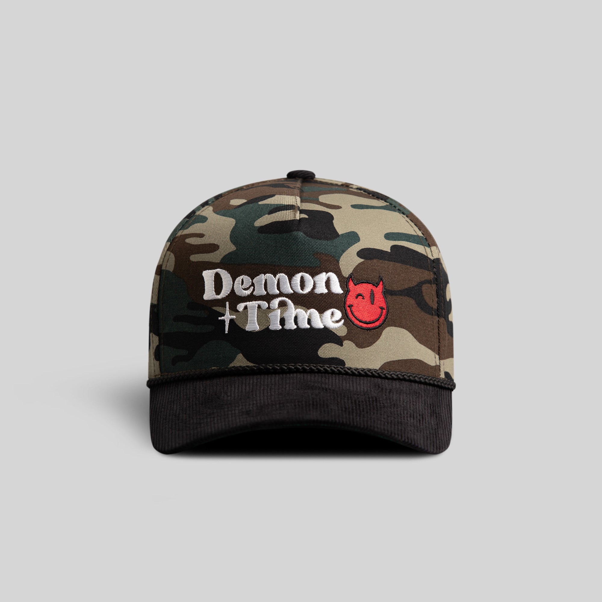 DEMON TIME CAMO/BLACK CORDUROY TRUCKER HAT