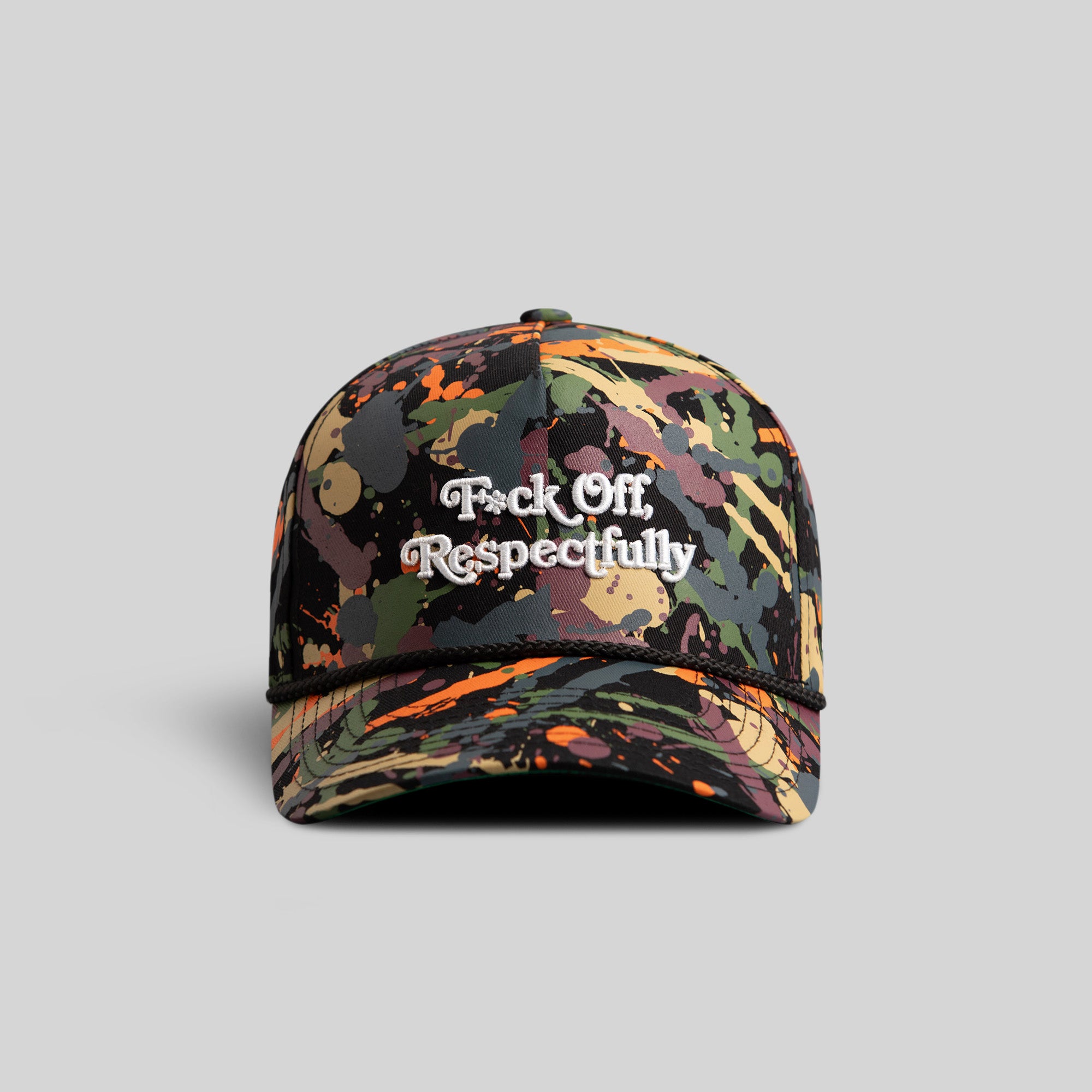 RESPECTFULLY BLACK SPLATTER TRUCKER HAT