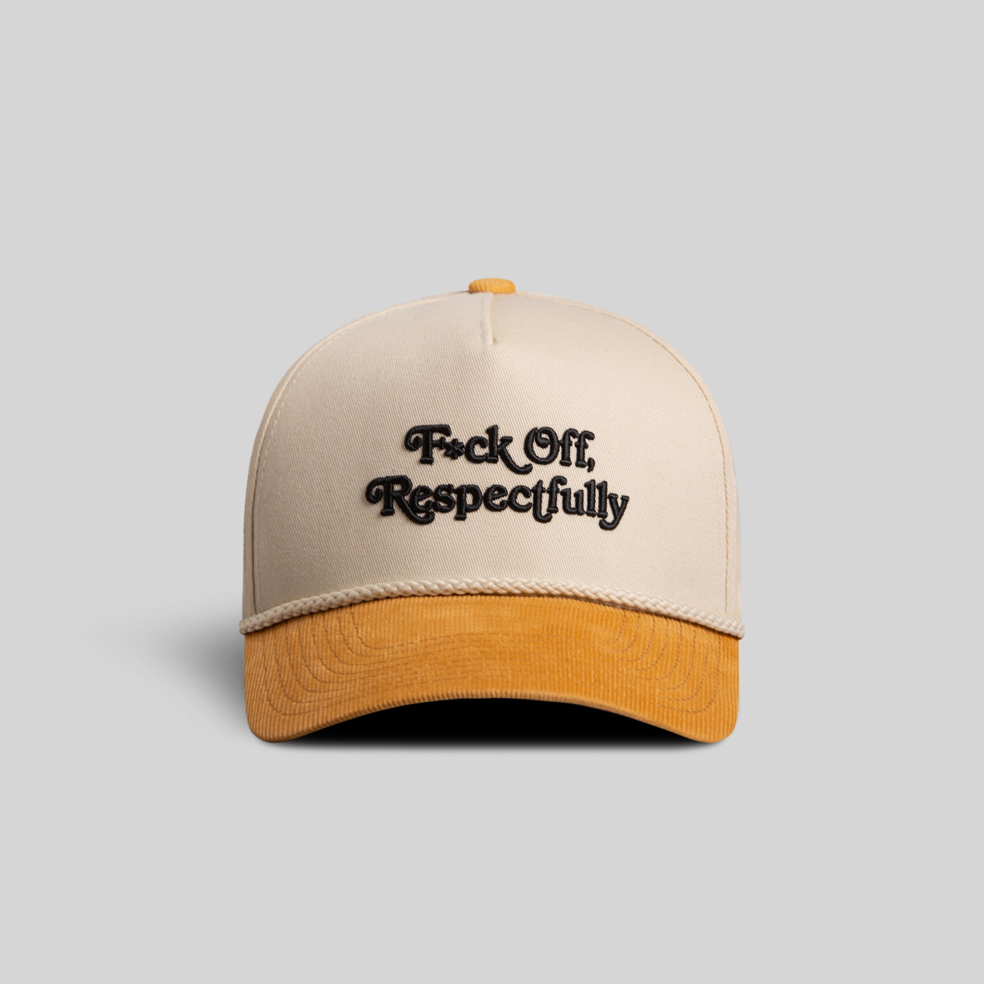 RESPECTFULLY SAND/WHEAT CORDUROY BRIM TRUCKER HAT
