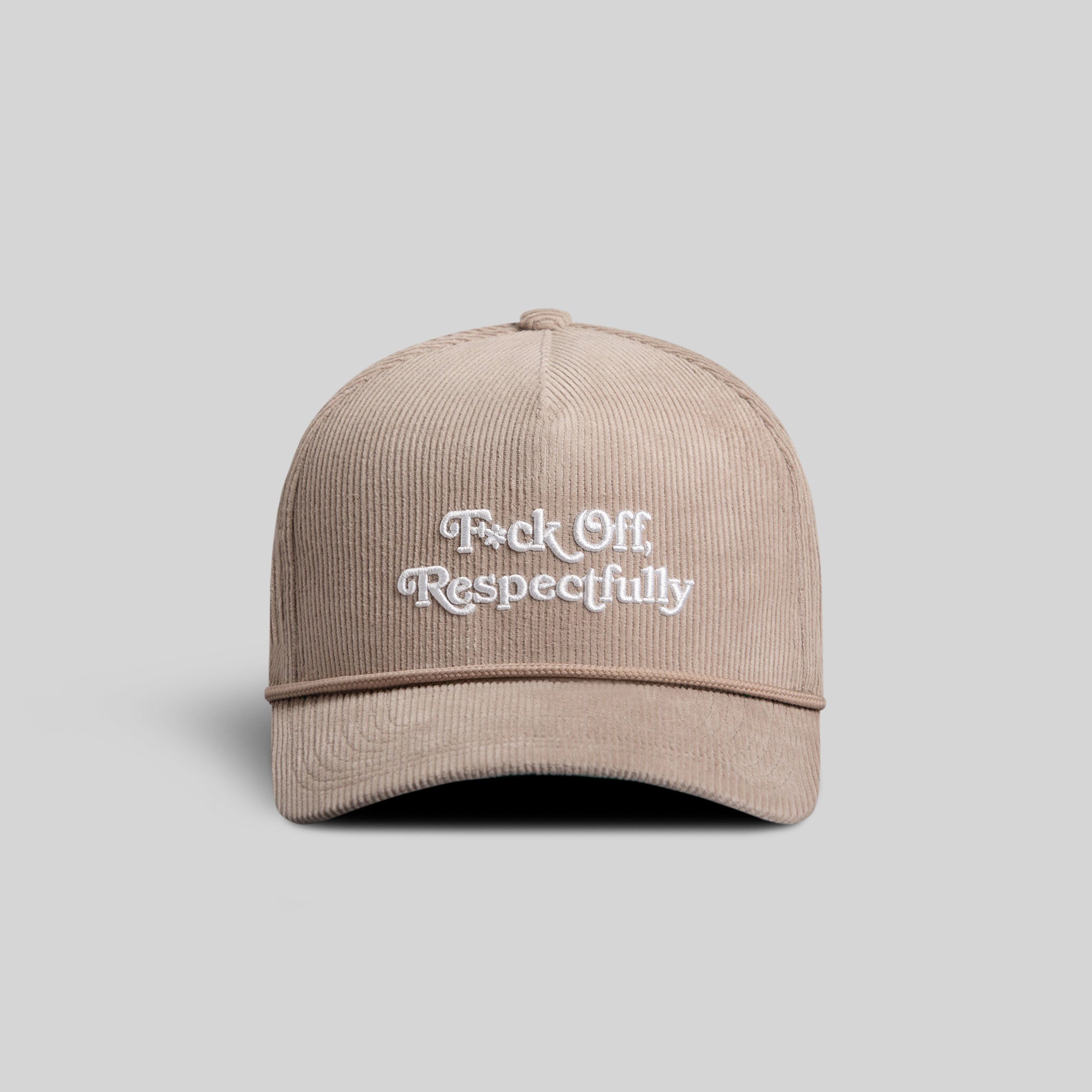 RESPECTFULLY WARM GREY CORDUROY TRUCKER HAT