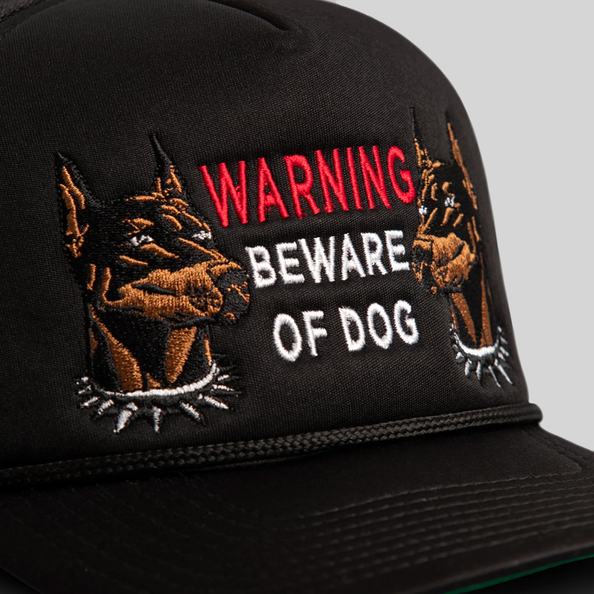 BEWARE OF DOG BLACK TRUCKER HAT