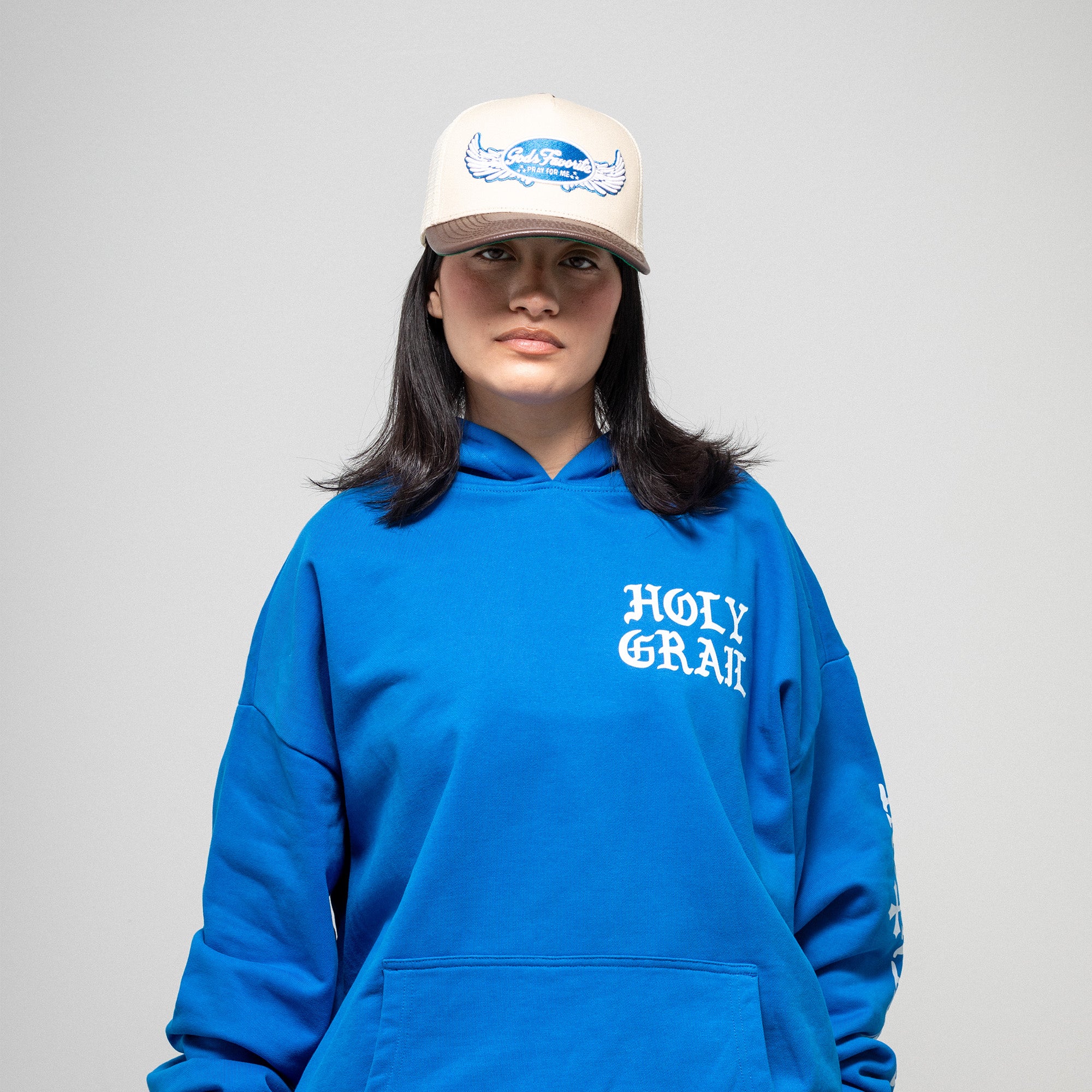 HOLY GRAIL COBALT BLUE POLY COTTON HOODIE