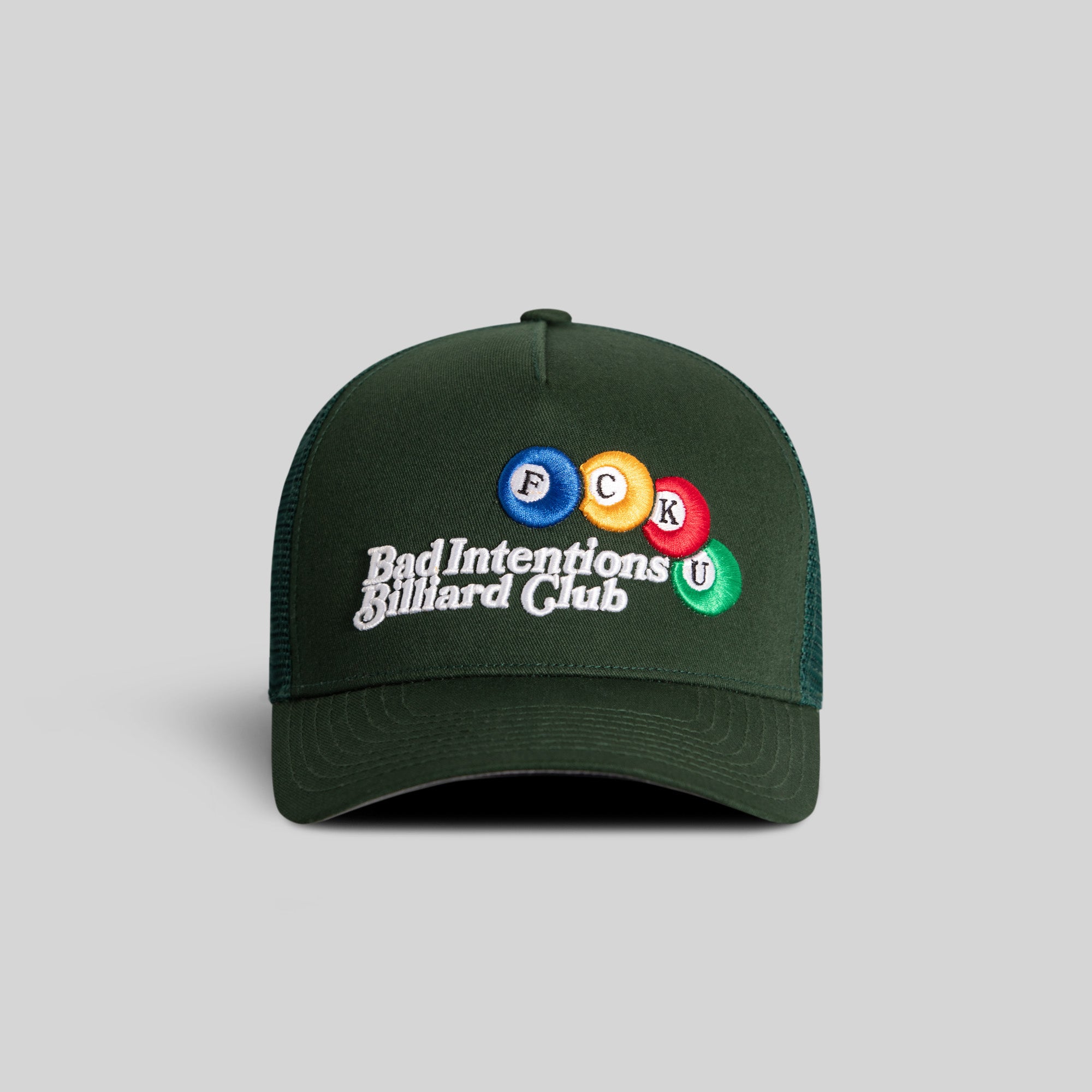 BAD INTENTIONS FG GREEN TWILL MESH TRUCKER