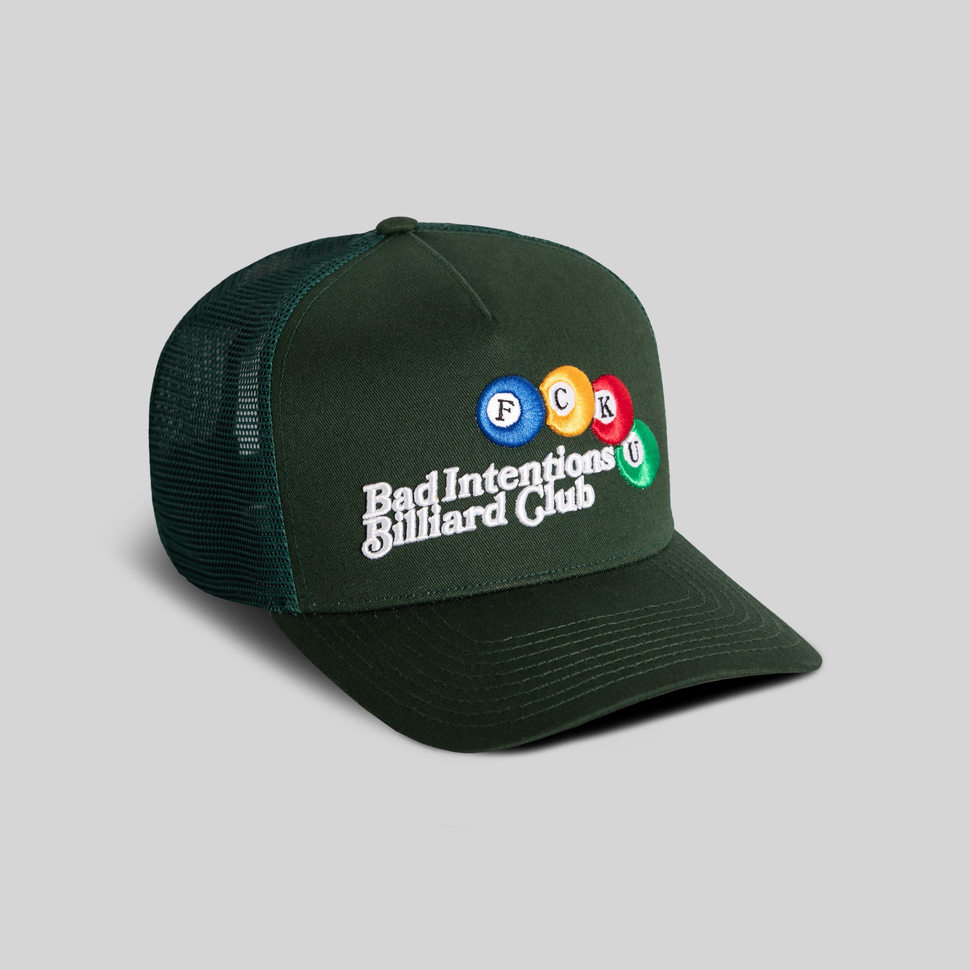 BAD INTENTIONS FG GREEN TWILL MESH TRUCKER
