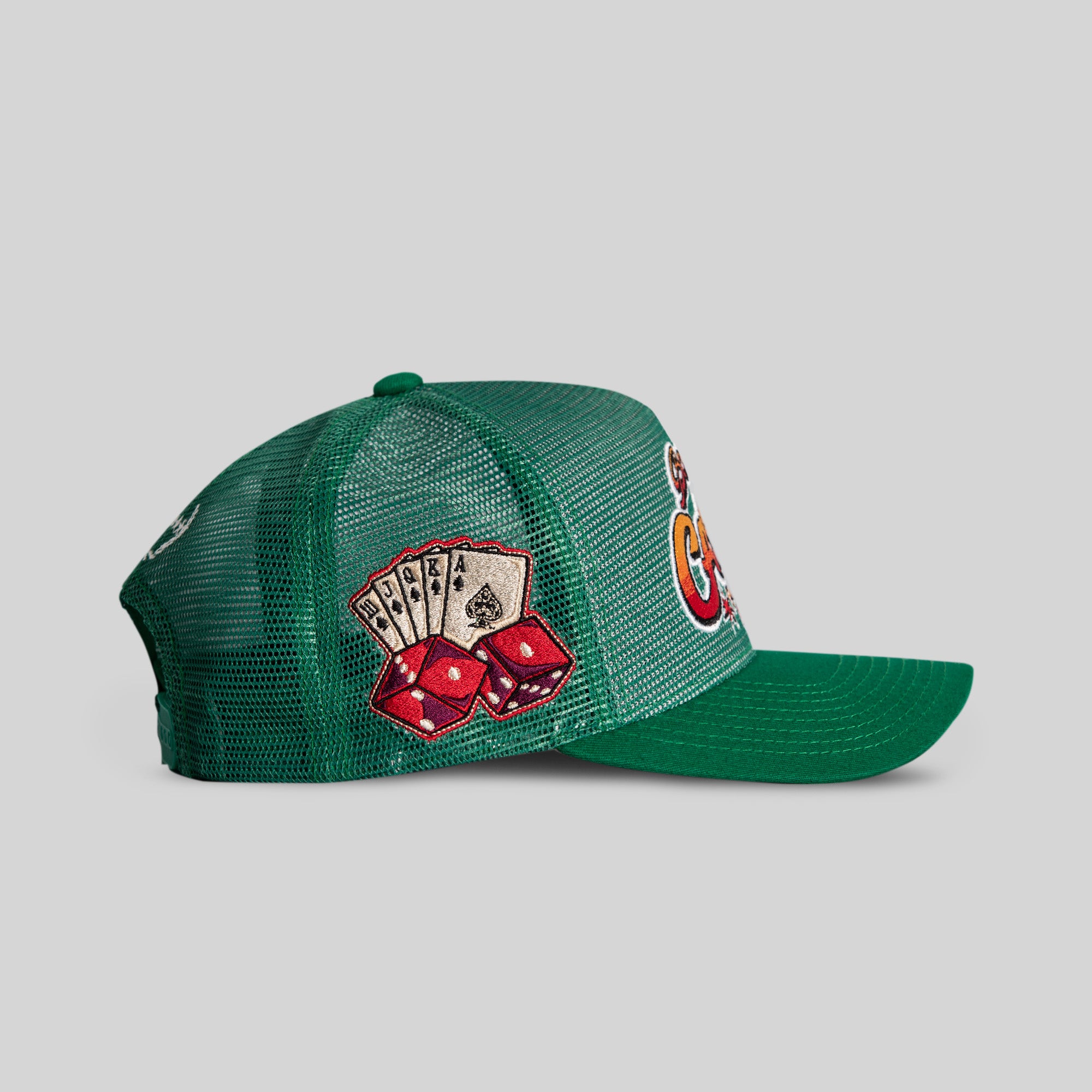 BAD LUCK CASINO GREEN MESH CROWN TRUCKER