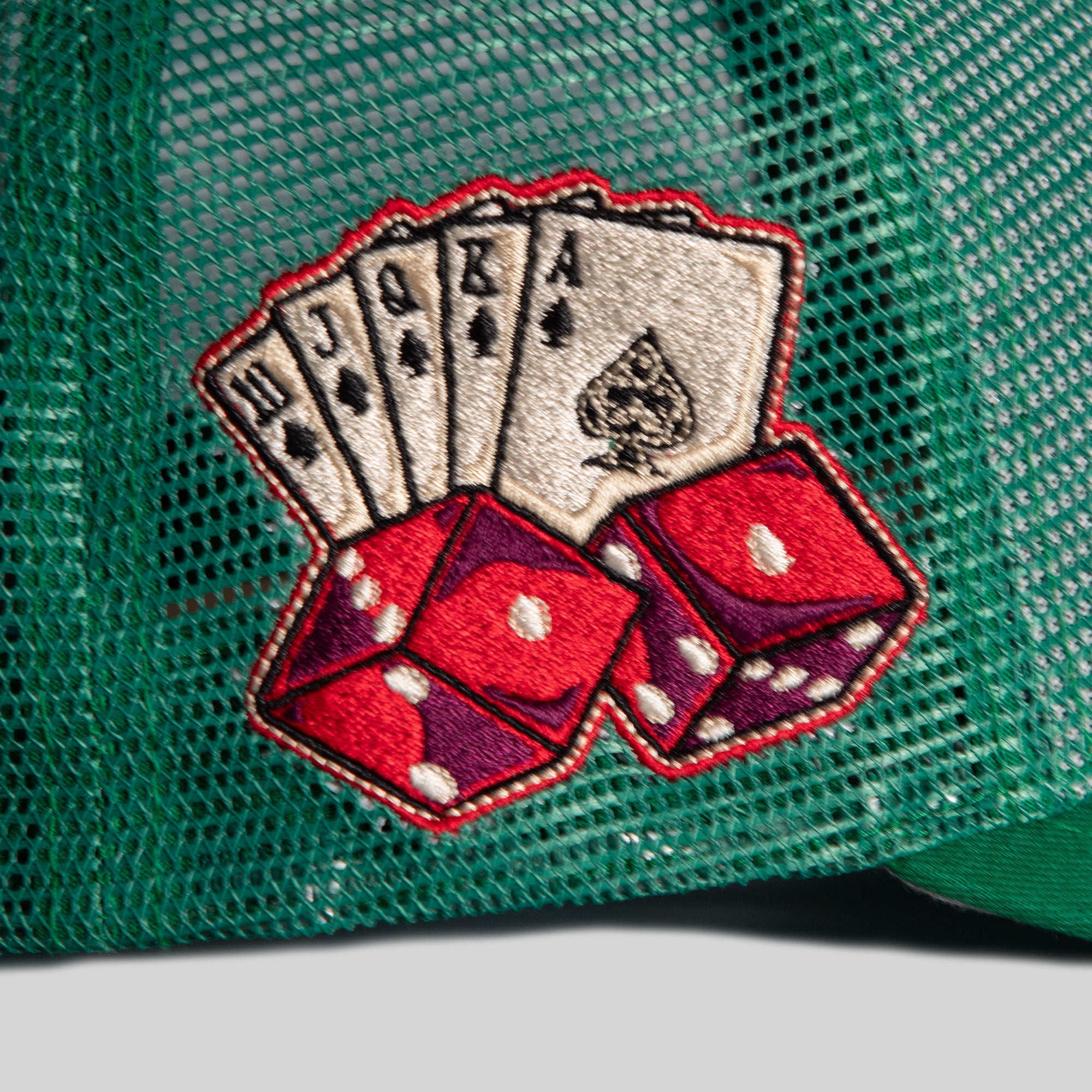 BAD LUCK CASINO GREEN MESH CROWN TRUCKER