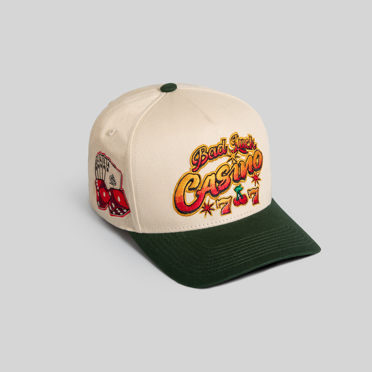 ? FIELD GRADE BAD LUCK CASINO TRUCKER HAT BIEGE ? BAD LUCK CASINO SAND FG GREEN TWILL TRUCKER main image 3