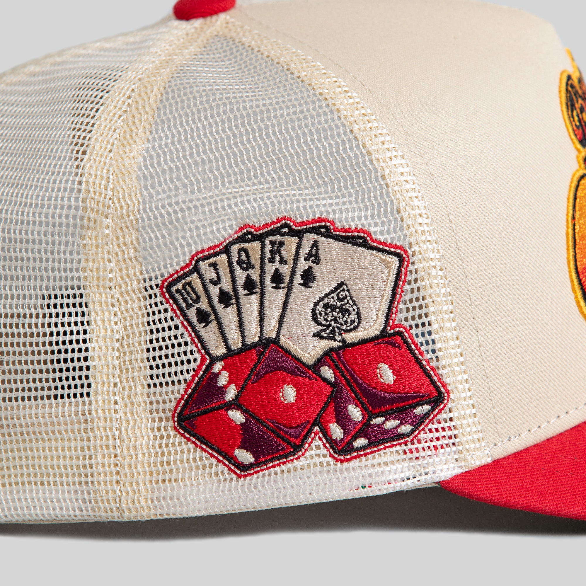 BAD LUCK CASINO SAND RED TWILL MESH TRUCKER