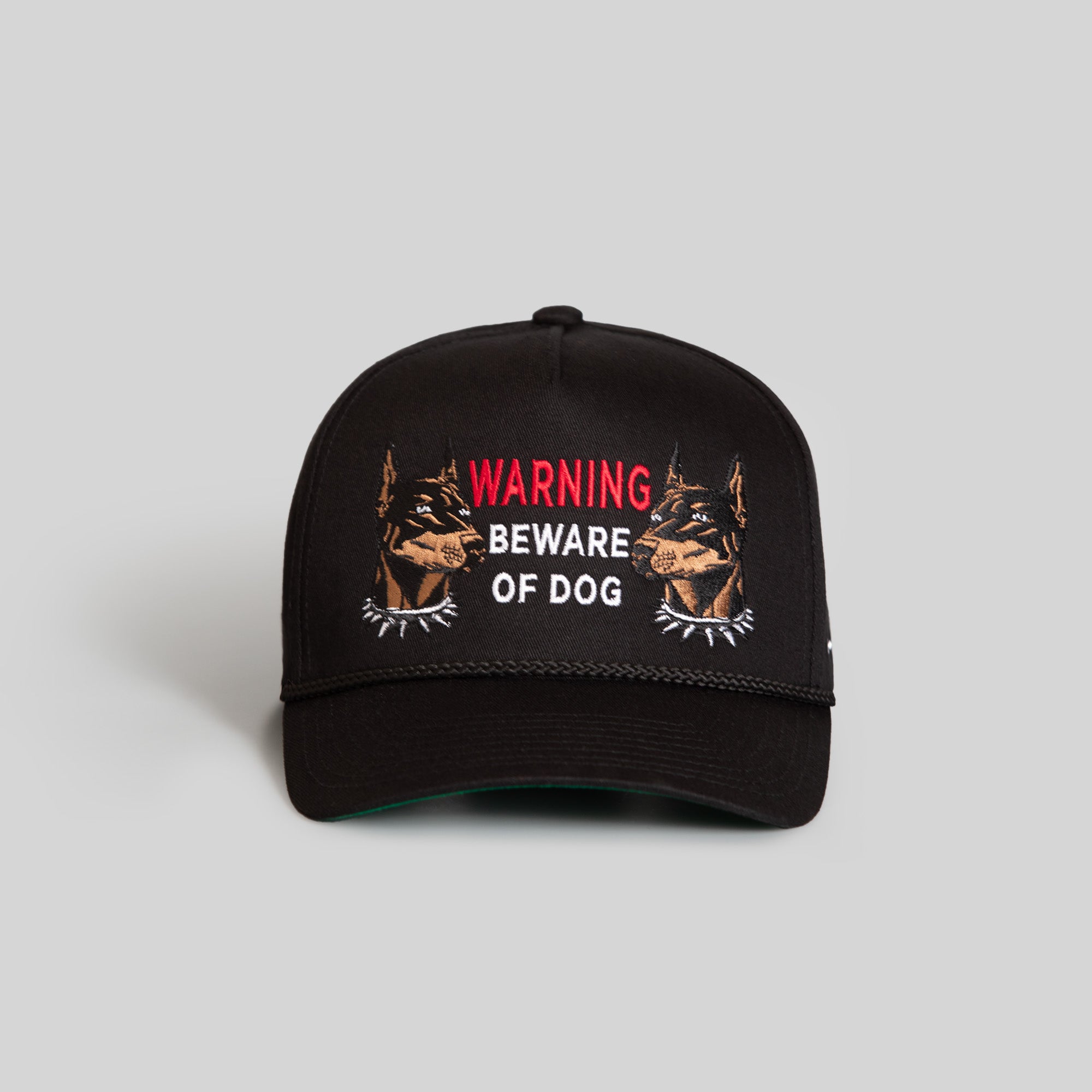 BEWARE OF DOG BLACK TWILL TRUCKER HAT