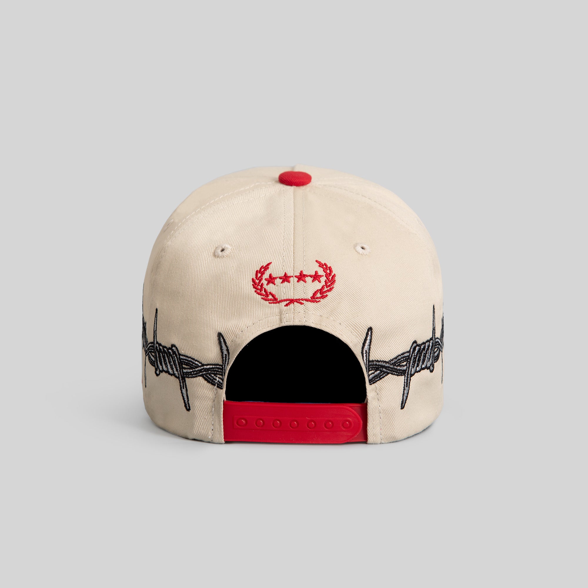 BEWARE OF ROTTY BARBED WIRE SAND RED TWILL TRUCKER