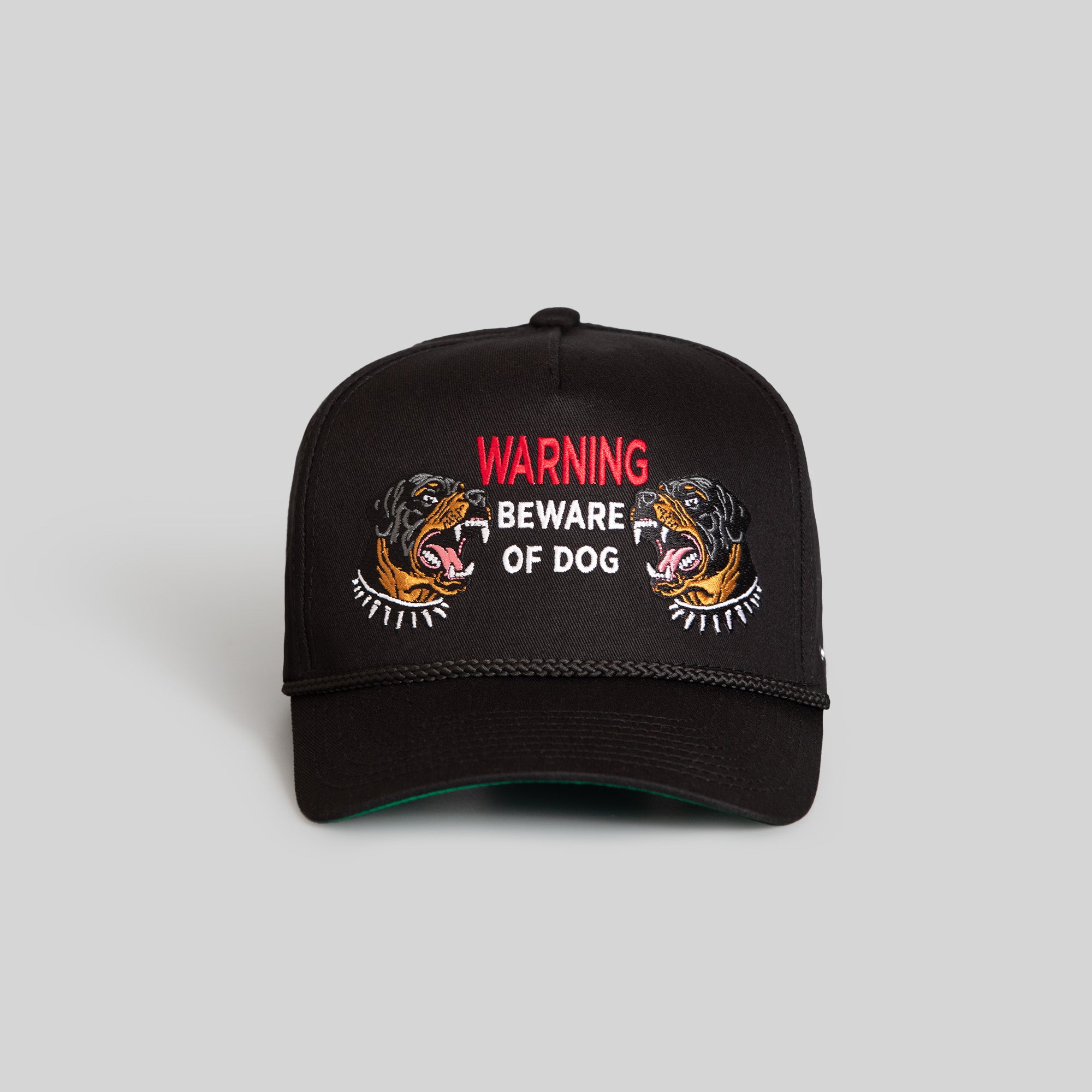 BEWARE OF ROTTY BLACK TWILL TRUCKER HAT