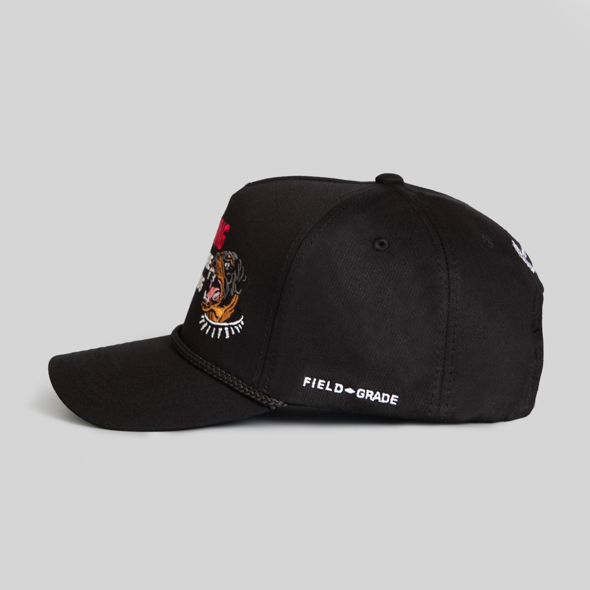 BEWARE OF ROTTY BLACK TWILL TRUCKER HAT