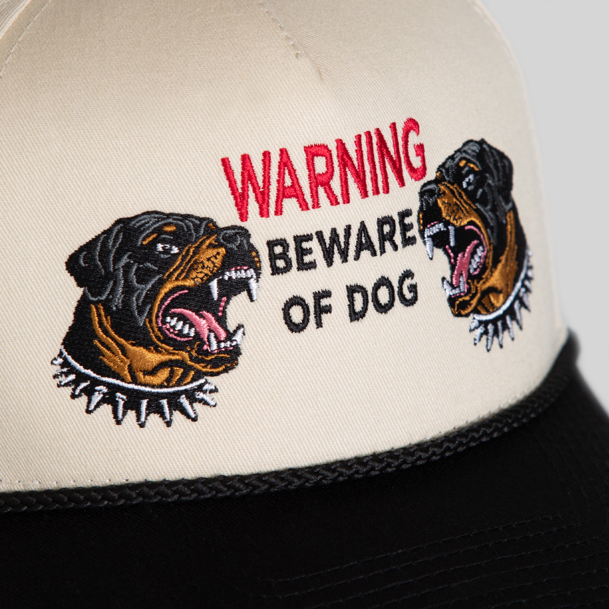 BEWARE OF ROTTY SAND BLACK TWILL TRUCKER HAT