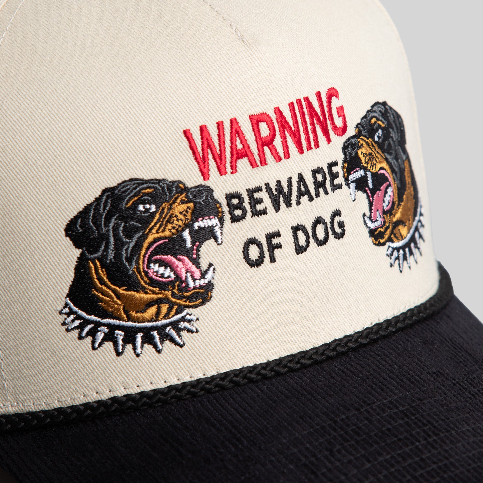 BEWARE OF ROTTY SAND BLACK TWILL/CORDUROY TRUCKER HAT