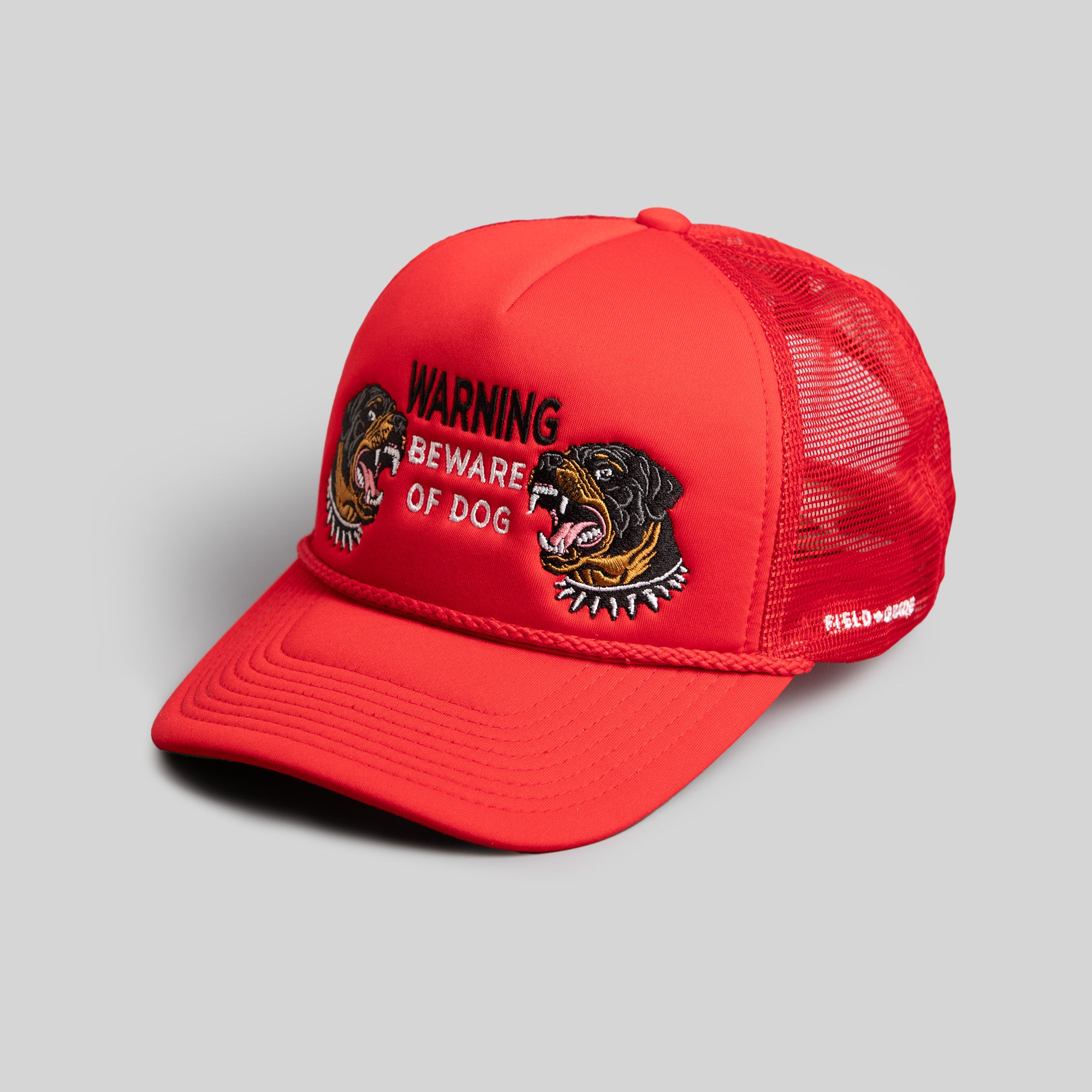 BEWARE OF ROTTY RED TRUCKER HAT