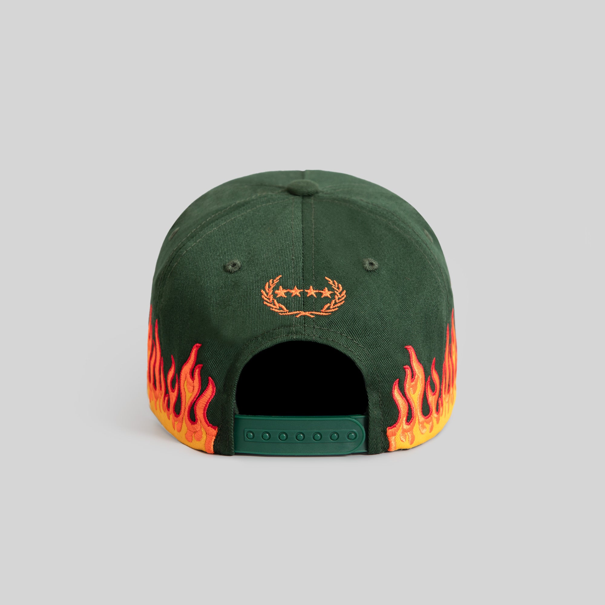 BORN ALONE FLAMES FG GREEN TWILL TRUCKER