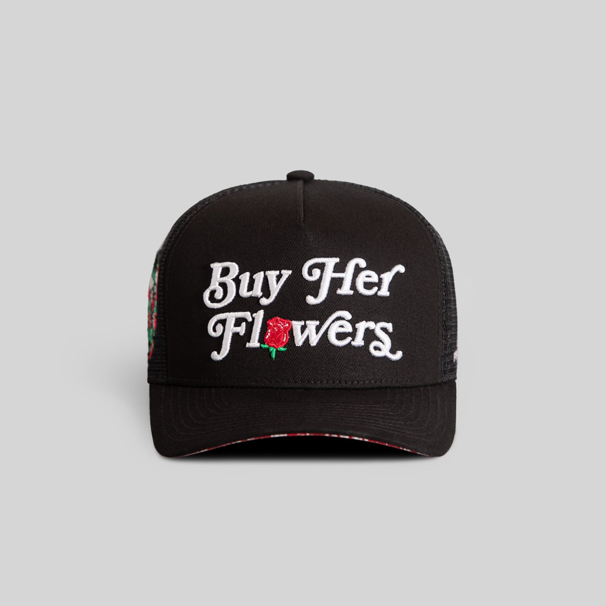 BUY HER FLOWERS BLACK TWILL MESH TRUCKER