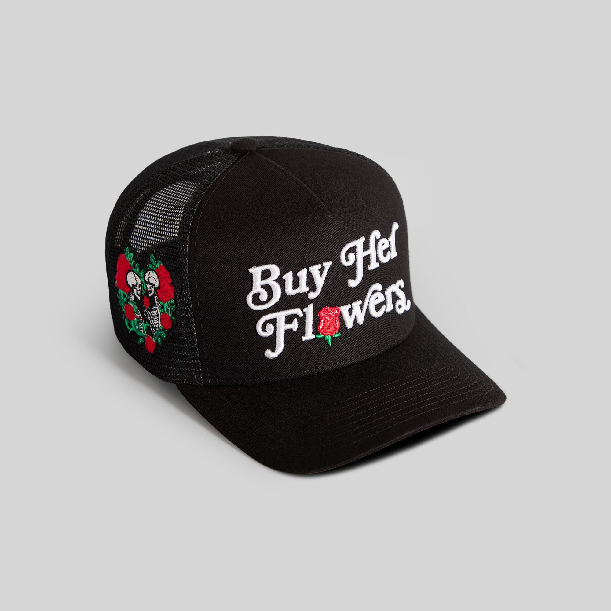 BUY HER FLOWERS BLACK TWILL MESH TRUCKER