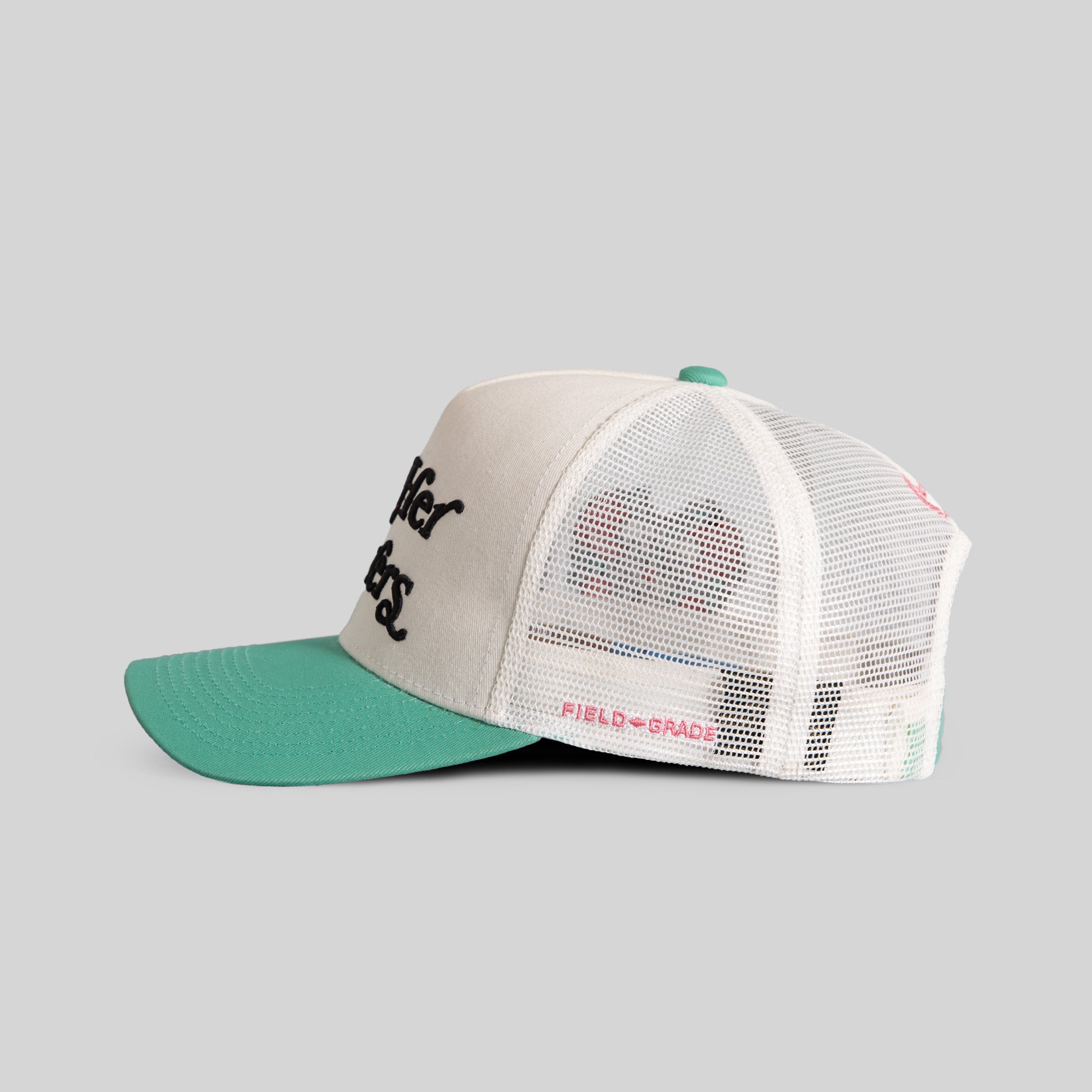 BUY HER FLOWERS OFF WHITE MINT TWILL MESH TRUCKER