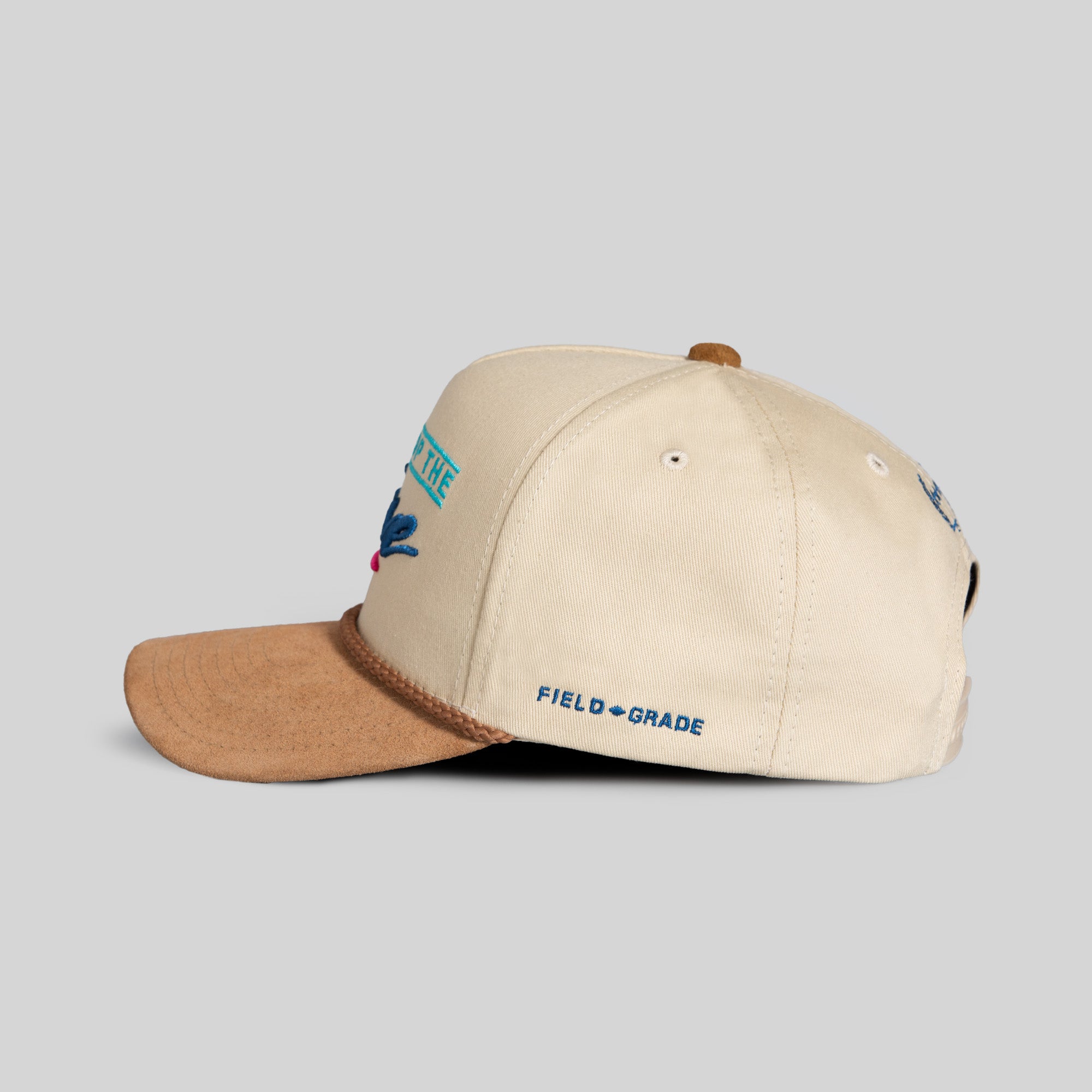 CANT STOP THE WAVE SAND TAUPE TWILL SUEDE TRUCKER