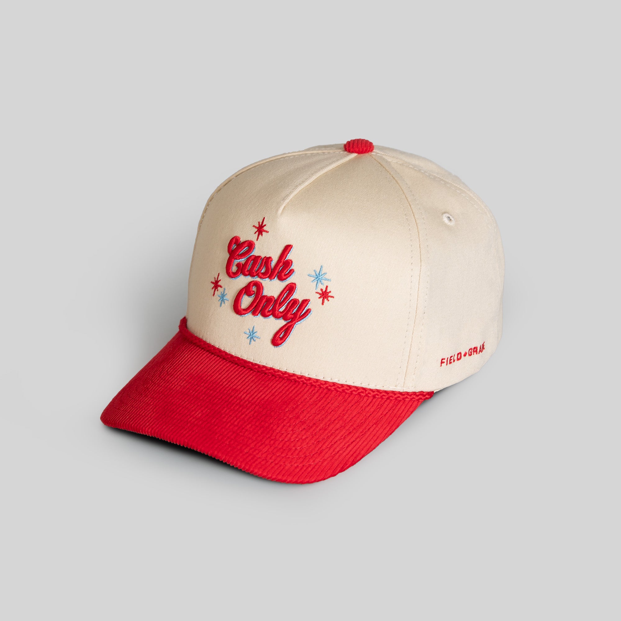 CASH ONLY SAND VARSITY RED TWILL CORDUROY TRUCKER