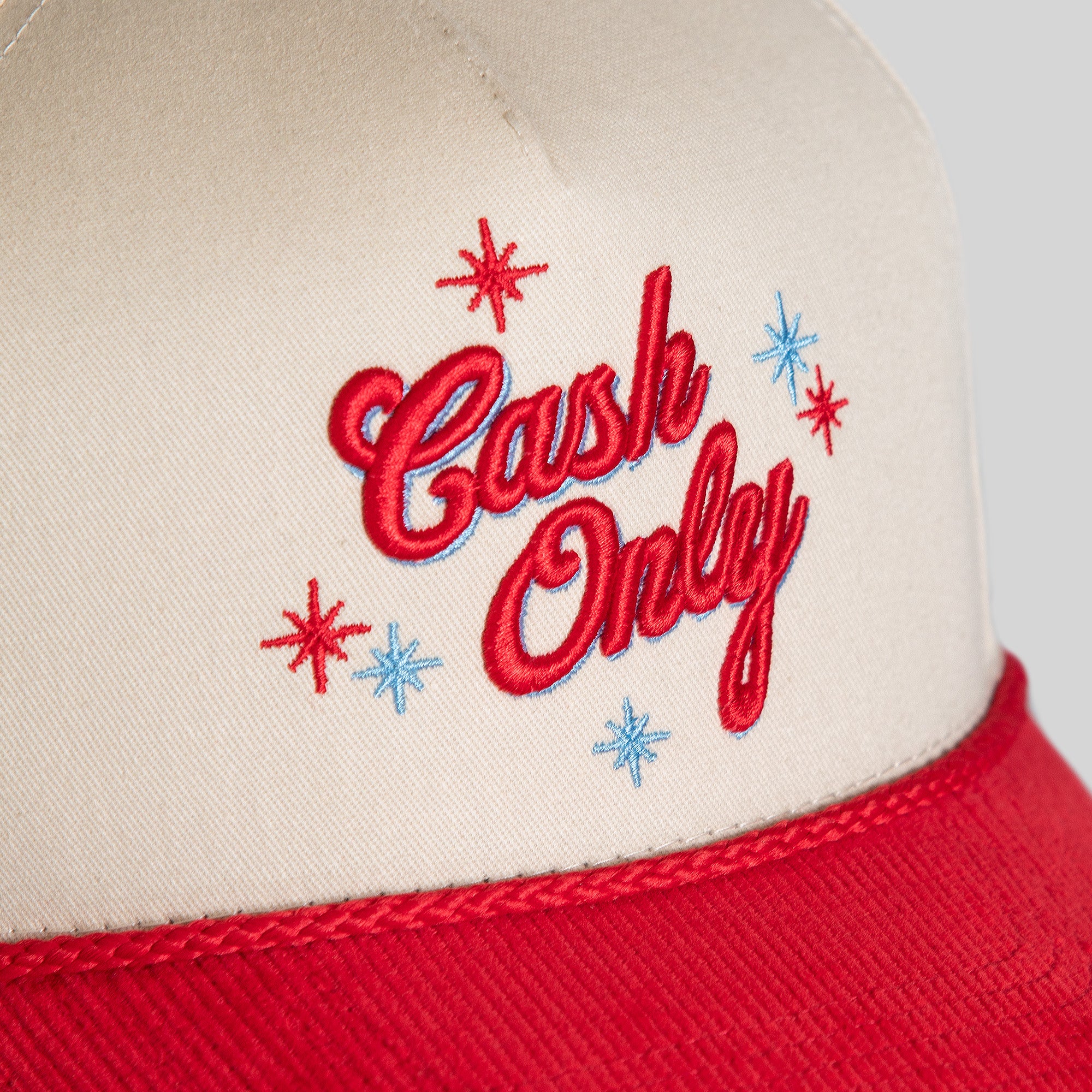 CASH ONLY SAND VARSITY RED TWILL CORDUROY TRUCKER