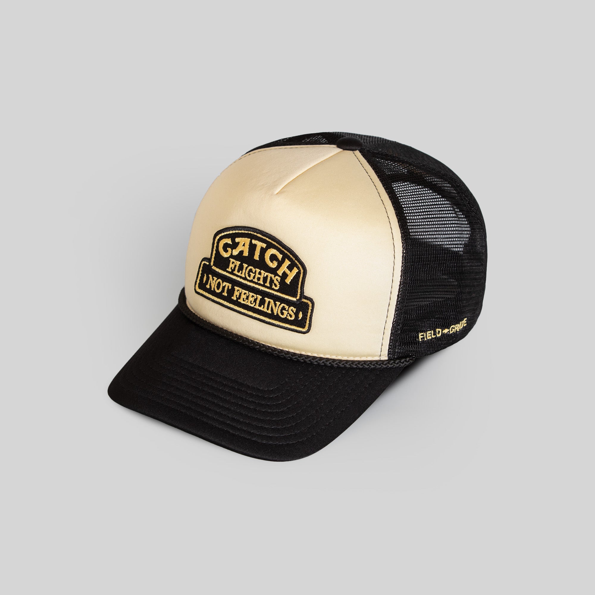 CATCH FLIGHTS SAND BLACK FOAM MESH TRUCKER