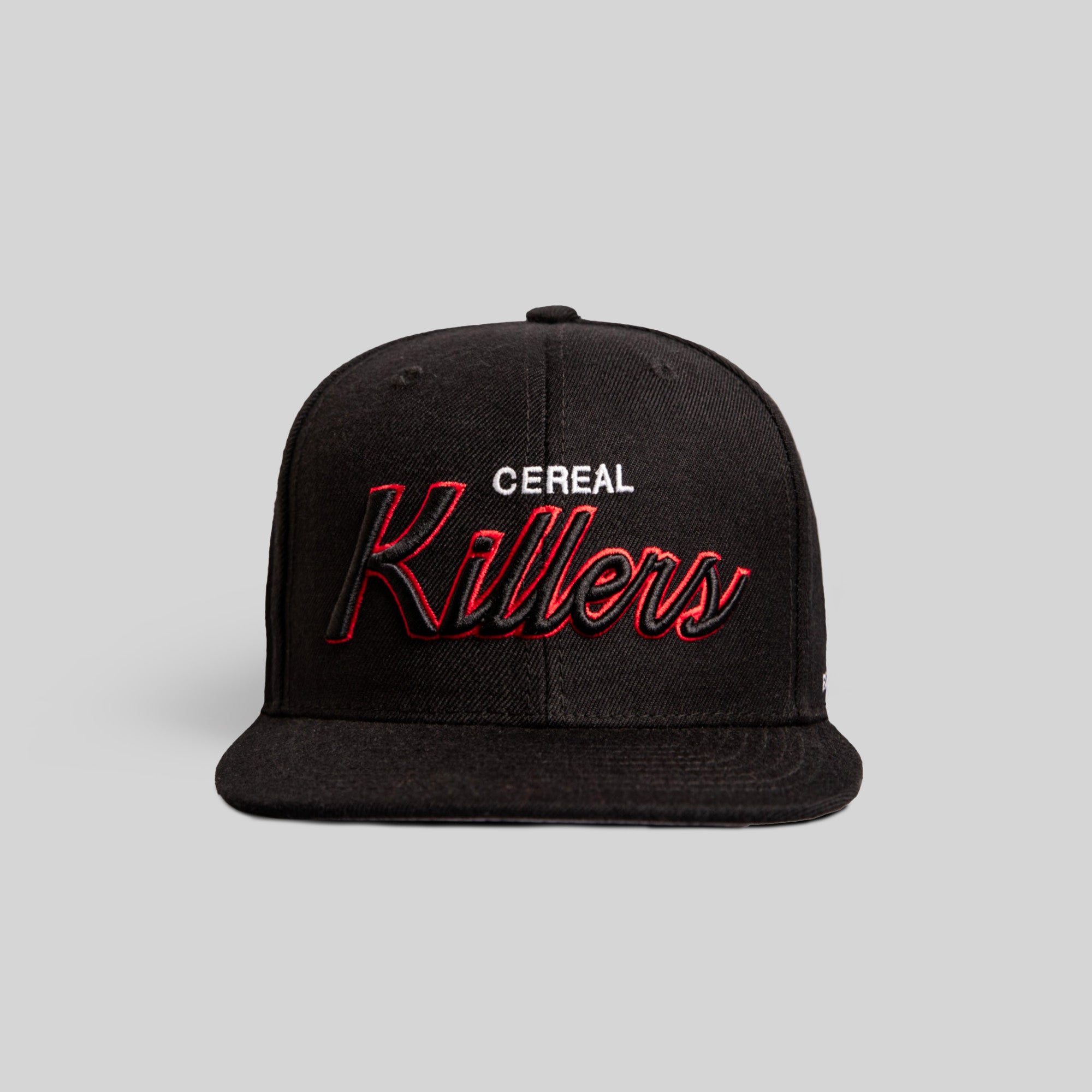 CEREAL KILLERS SCRIPT BLACK SNAPBACK HAT