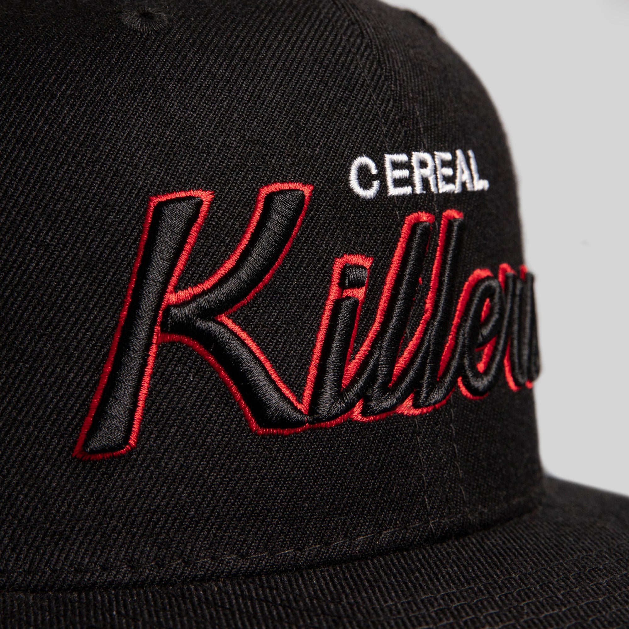 CEREAL KILLERS SCRIPT BLACK SNAPBACK HAT