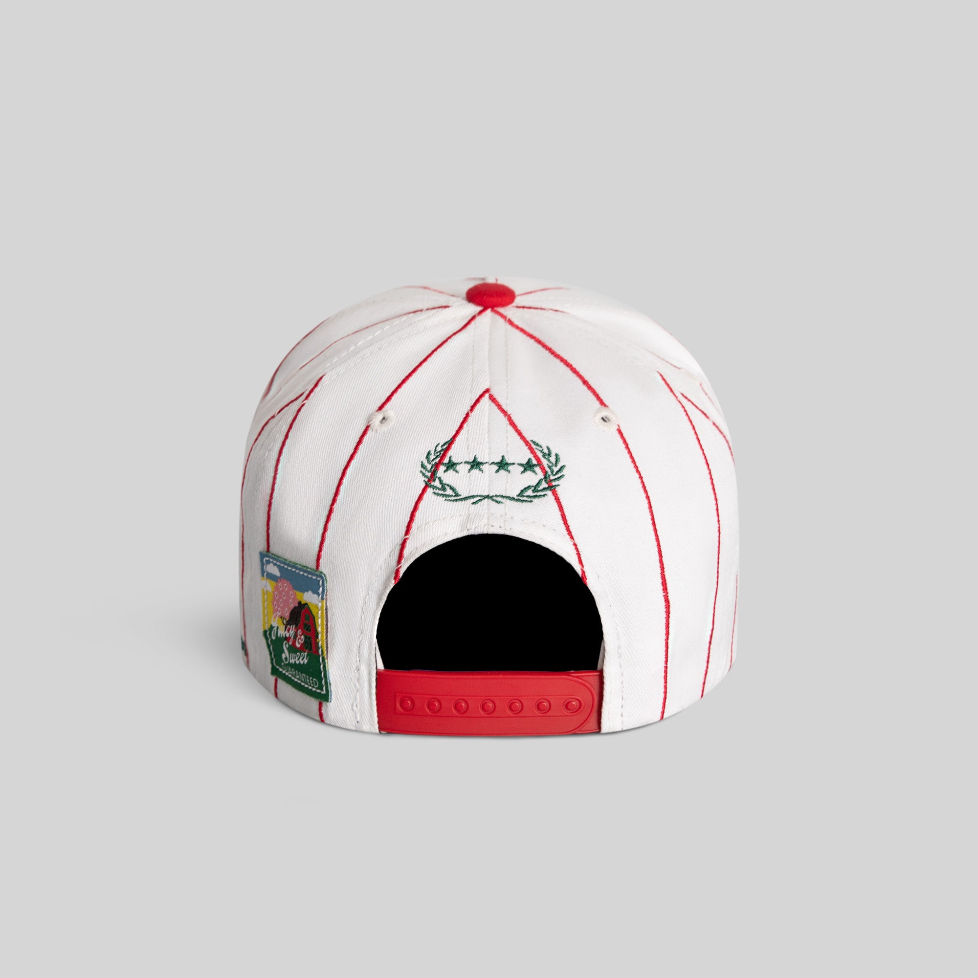 CHERRY BOMB PINSTRIPE TWILL TRUCKER